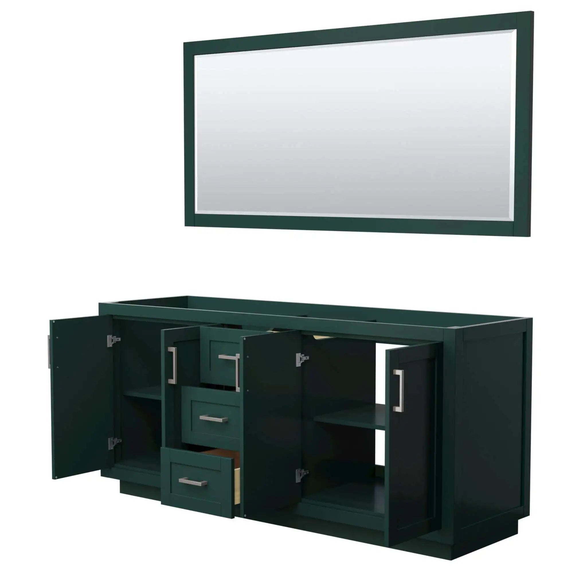 72" Miranda Double Bathroom Vanity in Green with Brushed Nickel Trim & 70" Mirror by Wyndham