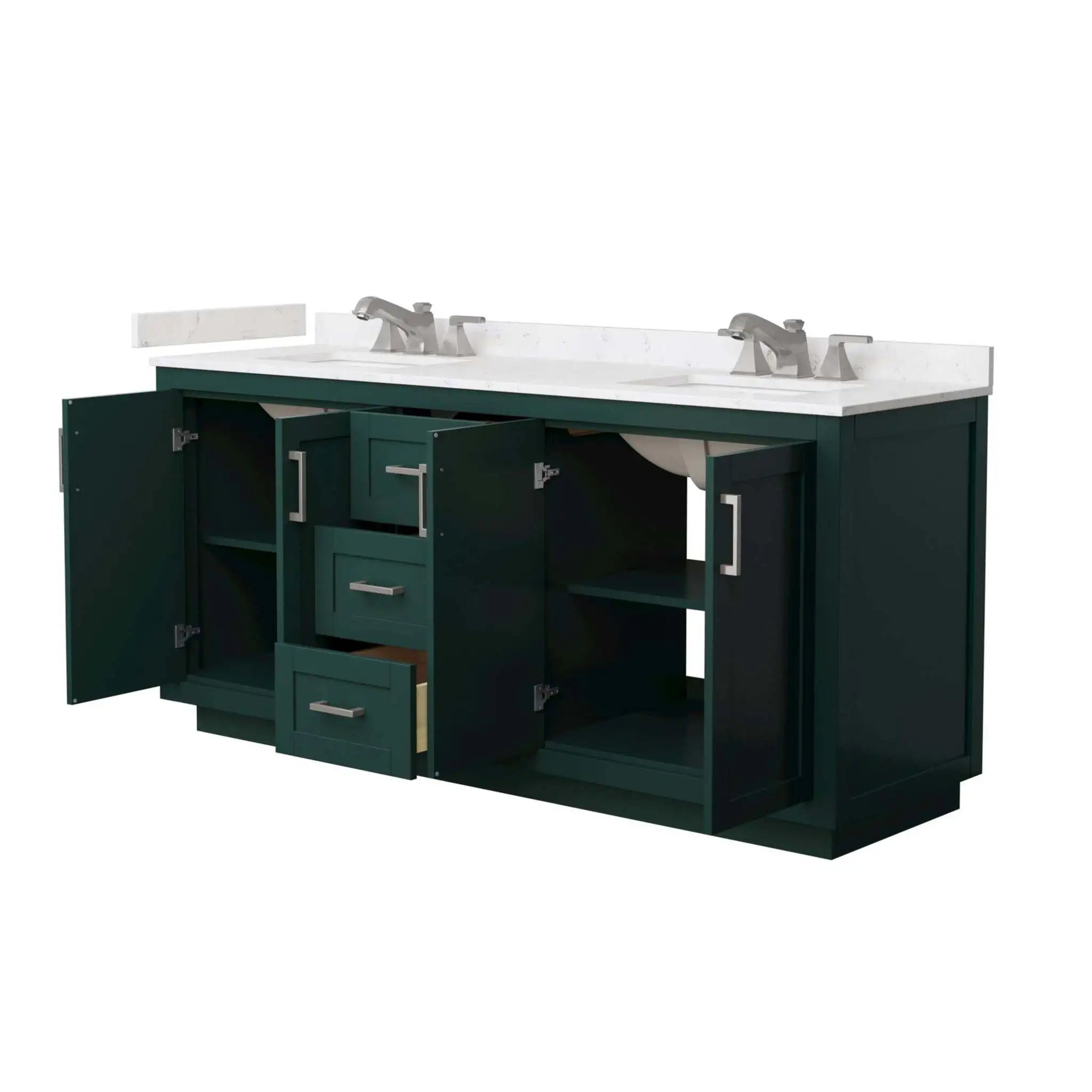72" Miranda Double Bathroom Vanity in Green with Brushed Nickel Trim by Wyndham