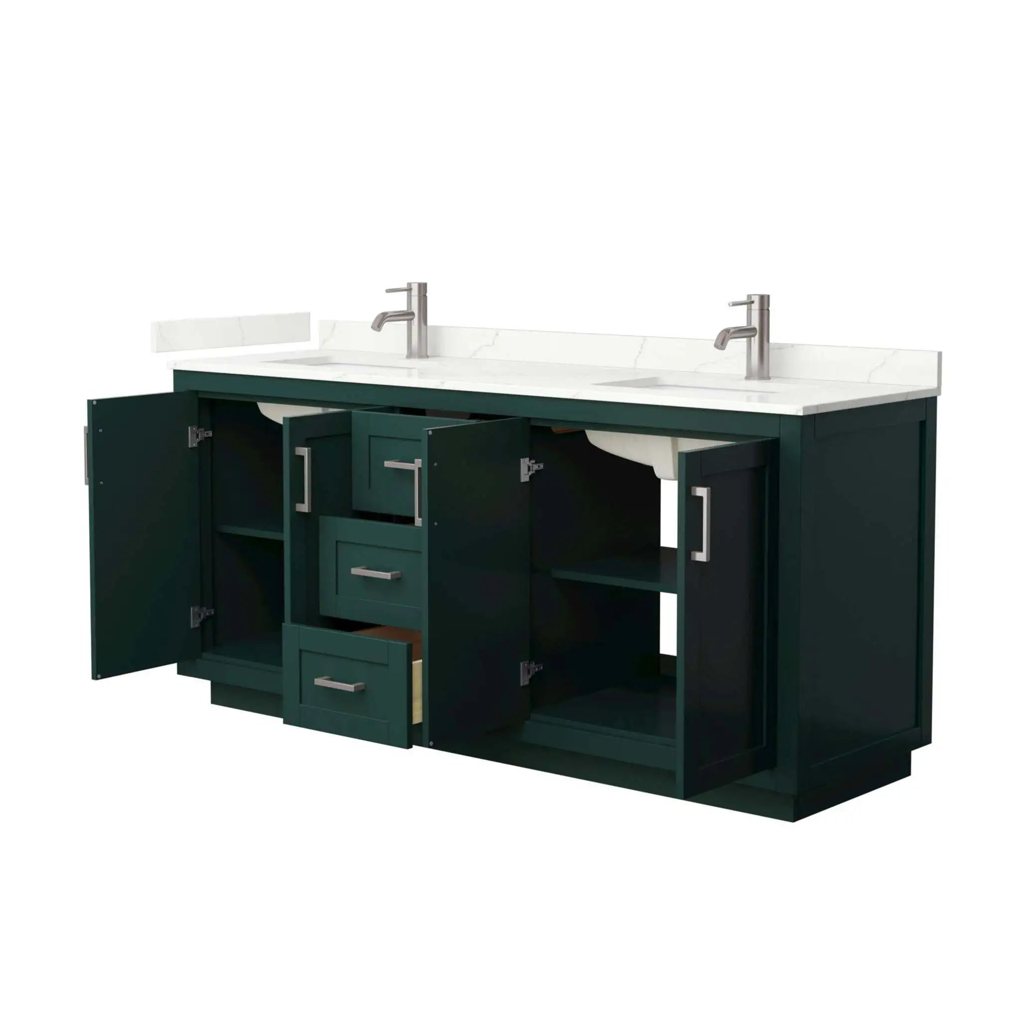 72" Miranda Double Bathroom Vanity in Green with Brushed Nickel Trim by Wyndham