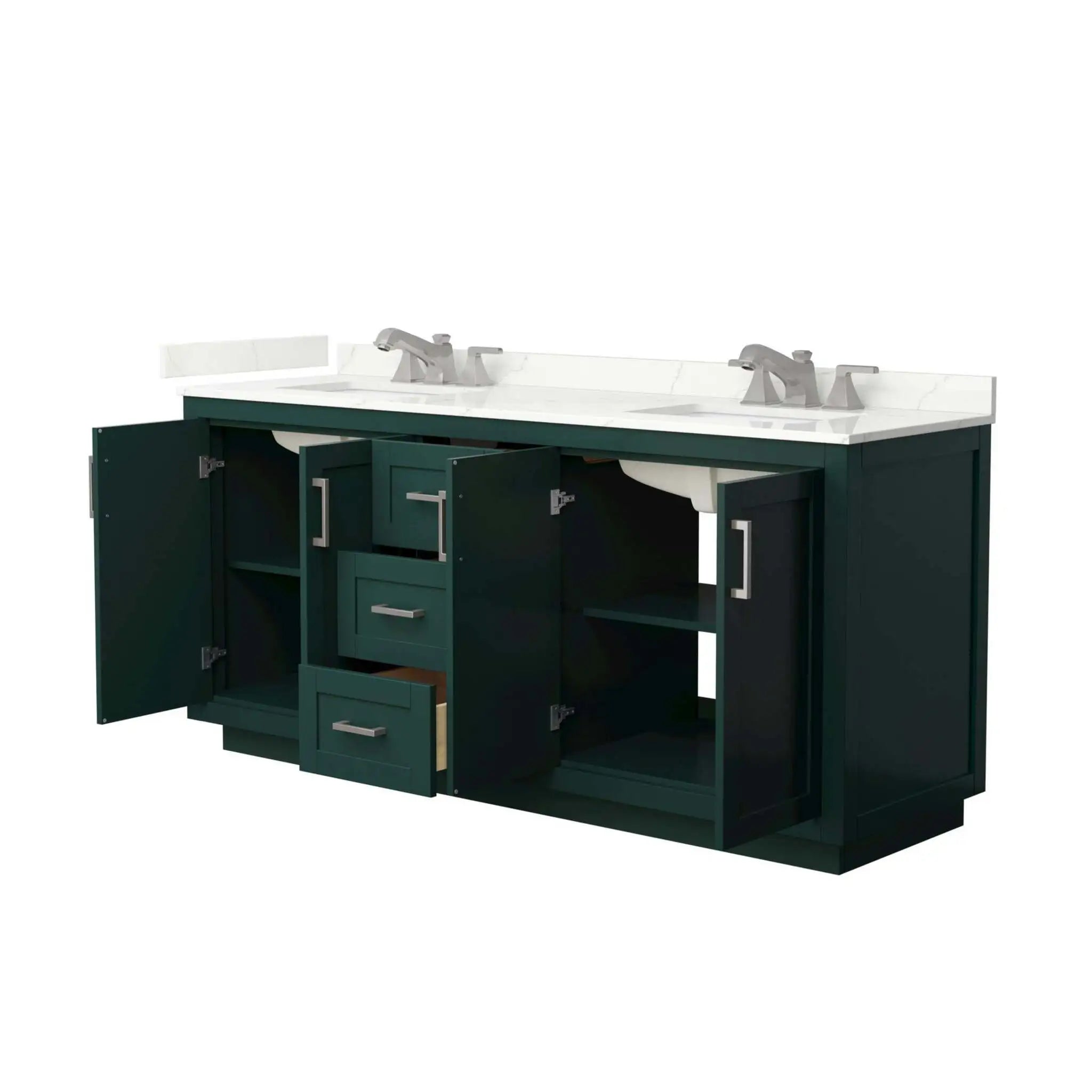 72" Miranda Double Bathroom Vanity in Green with Brushed Nickel Trim by Wyndham