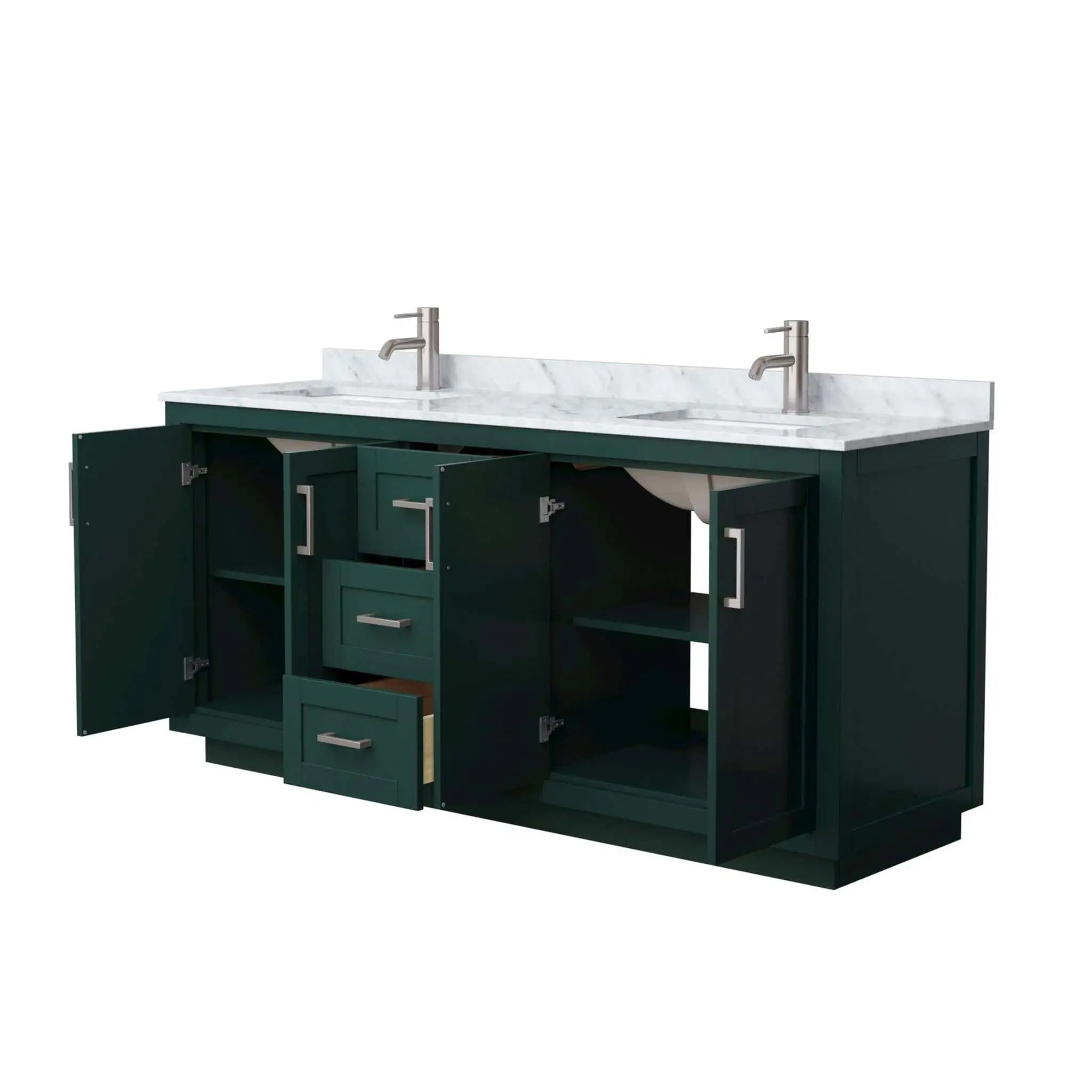 72" Miranda Double Bathroom Vanity in Green with Brushed Nickel Trim by Wyndham