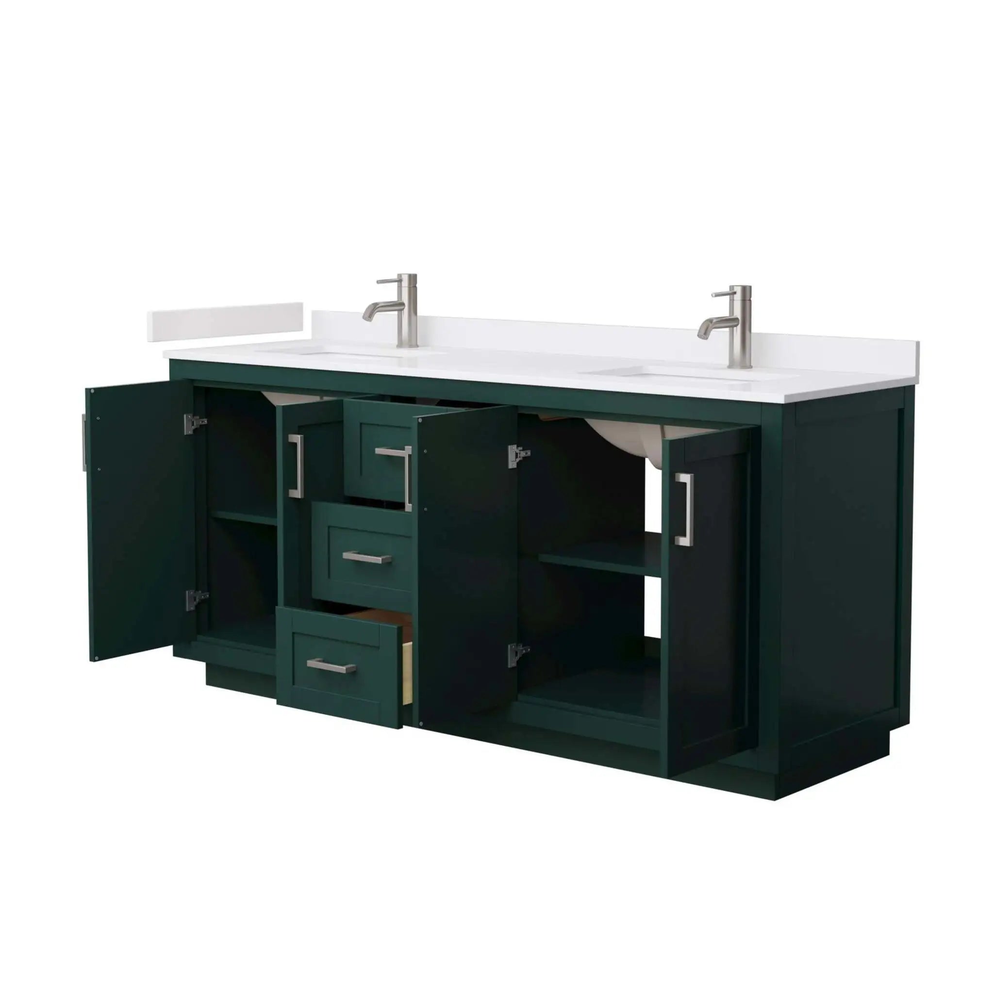 72" Miranda Double Bathroom Vanity in Green with Brushed Nickel Trim by Wyndham