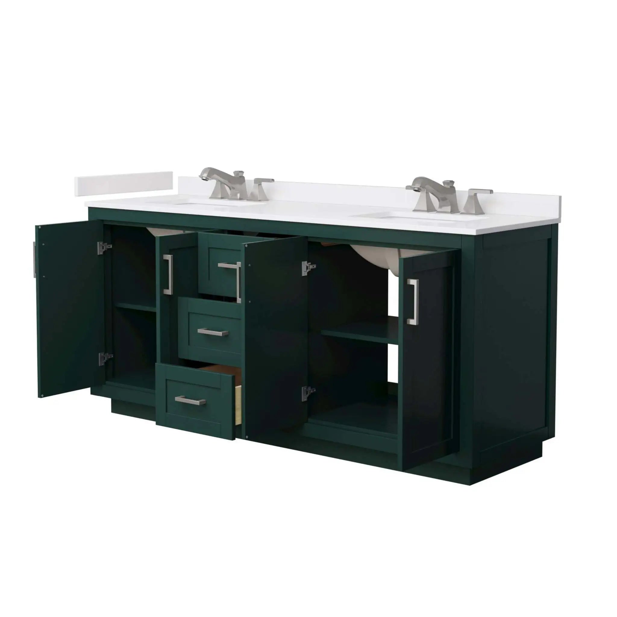 72" Miranda Double Bathroom Vanity in Green with Brushed Nickel Trim by Wyndham