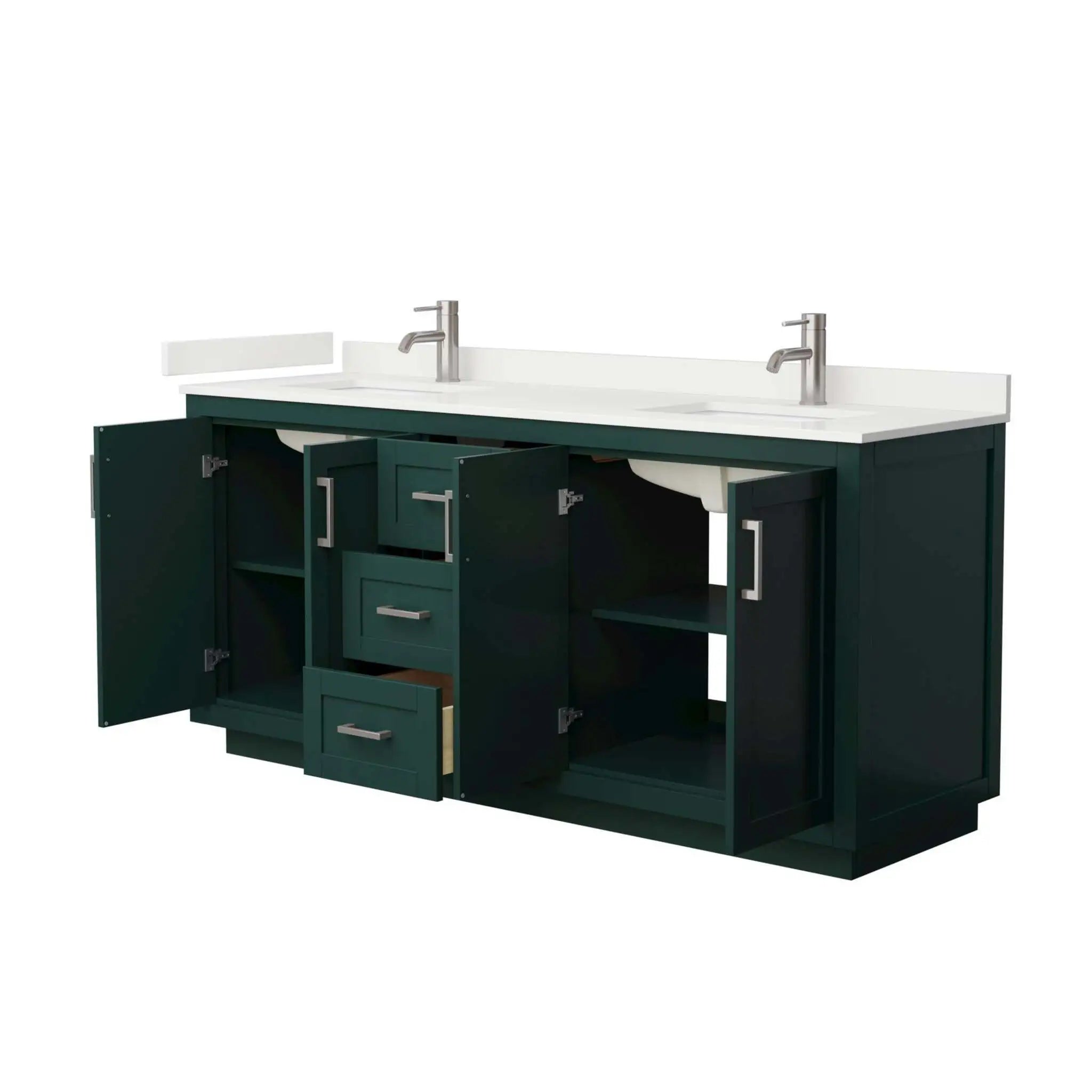 72" Miranda Double Bathroom Vanity in Green with Brushed Nickel Trim by Wyndham