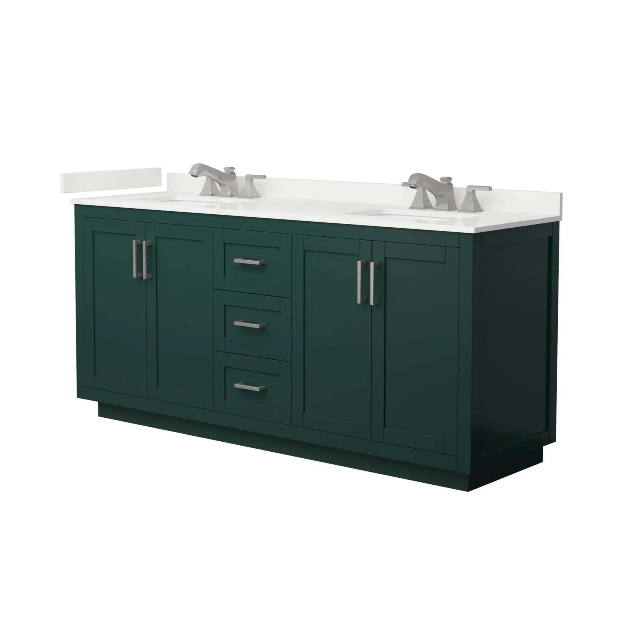 72" Miranda Double Bathroom Vanity in Green with Brushed Nickel Trim by Wyndham