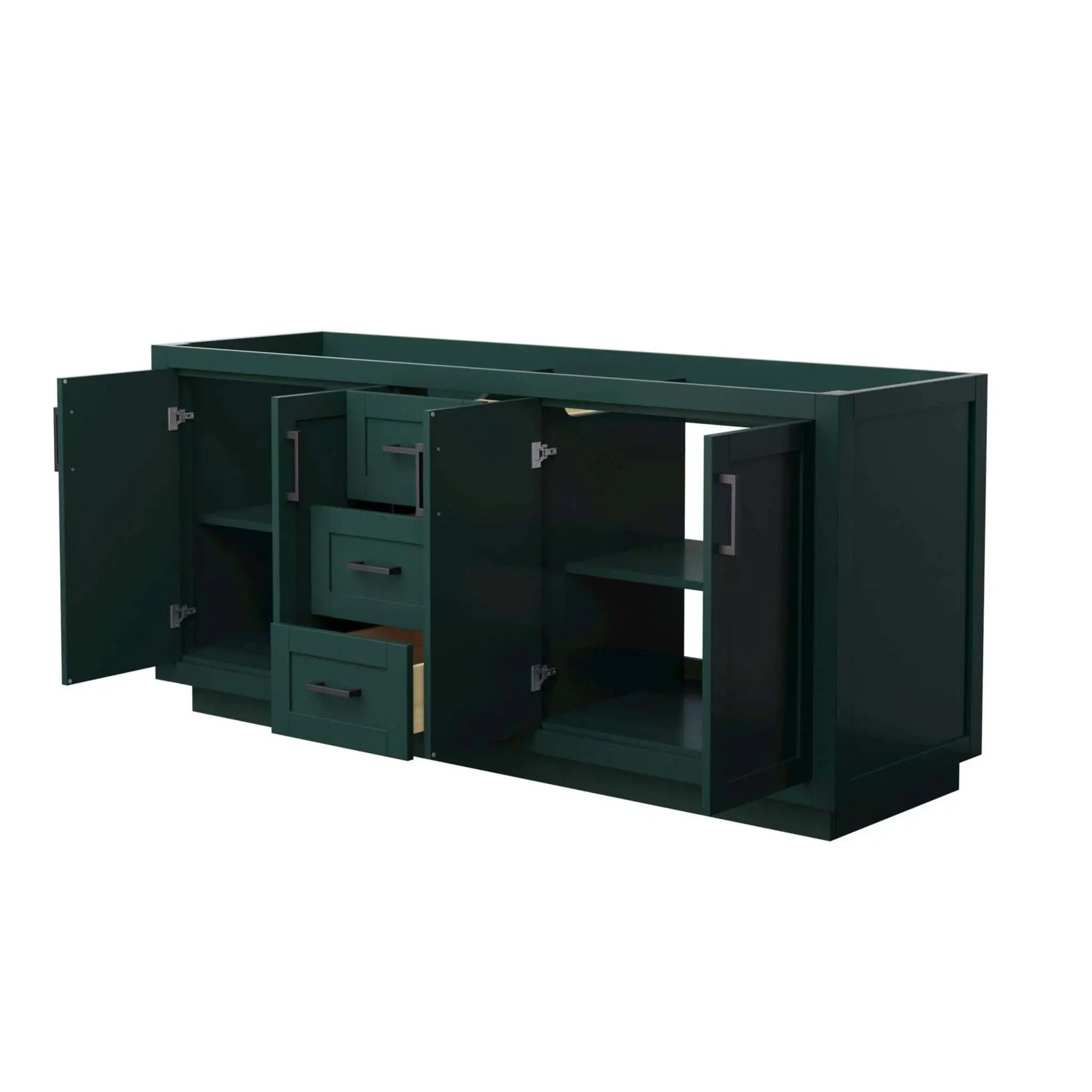 72" Miranda Double Bathroom Vanity in Green with Matte Black Trim by Wyndham