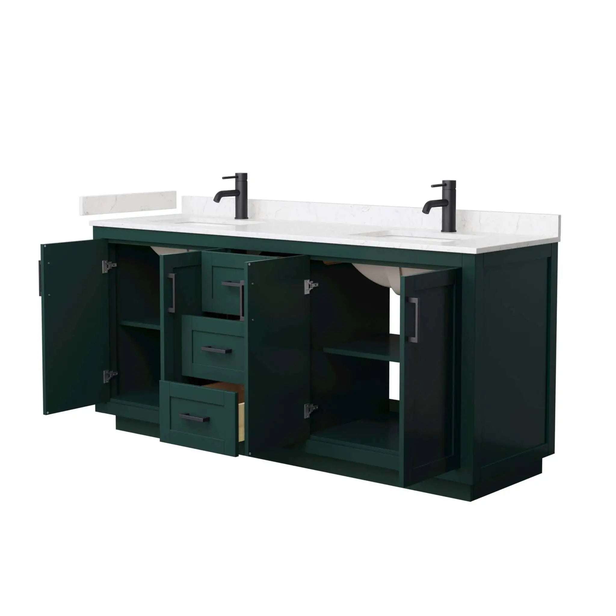 72" Miranda Double Bathroom Vanity in Green with Matte Black Trim by Wyndham