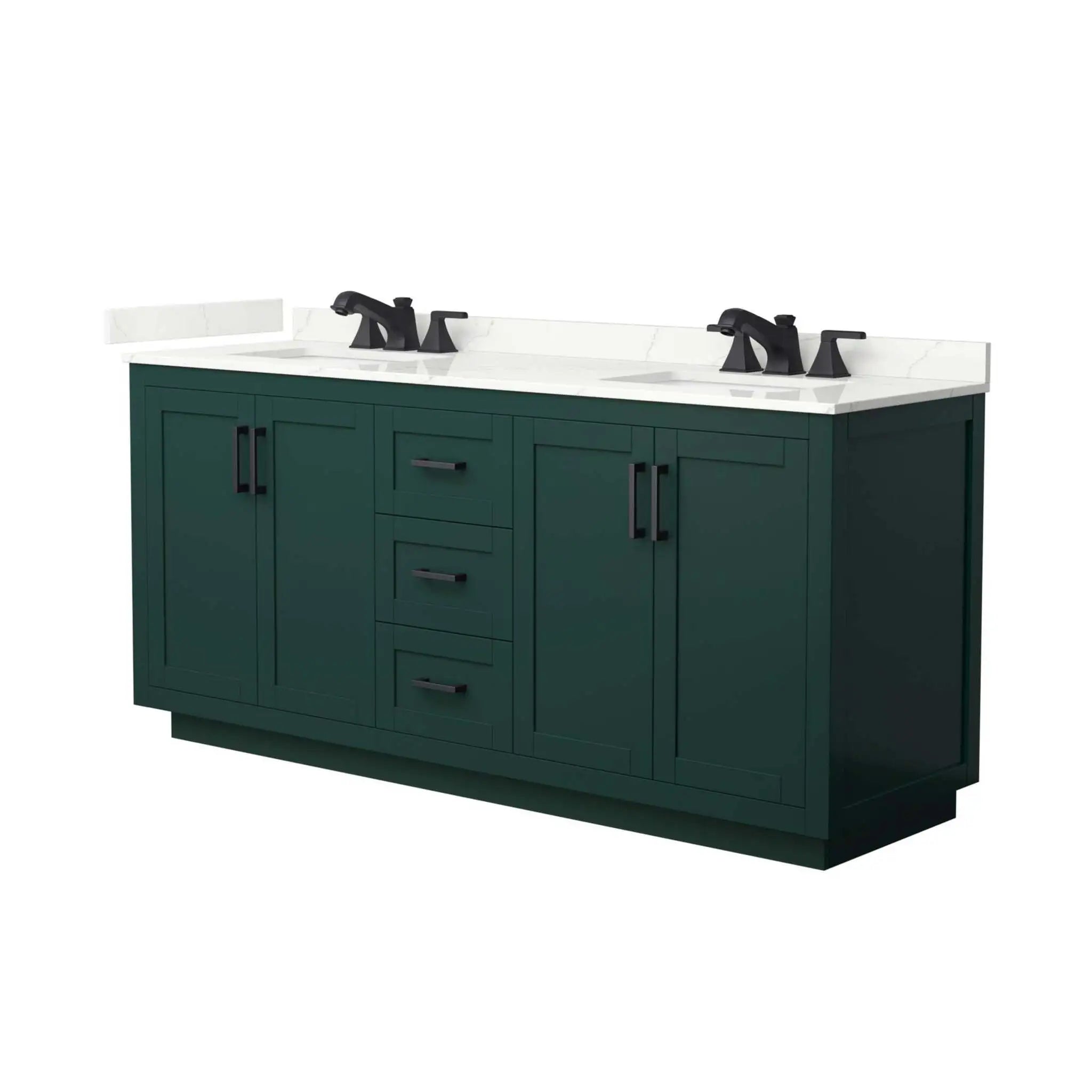 72" Miranda Double Bathroom Vanity in Green with Matte Black Trim by Wyndham