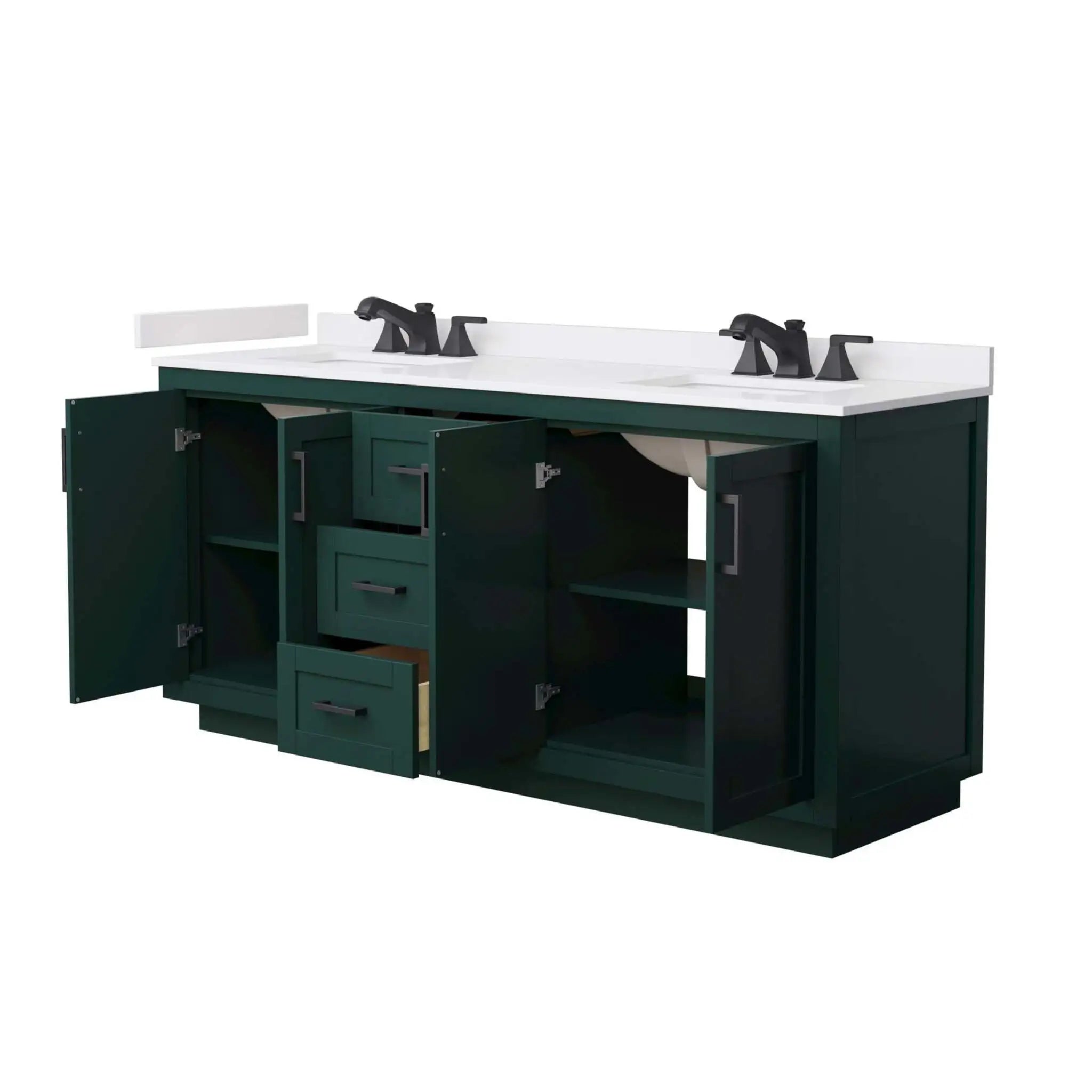 72" Miranda Double Bathroom Vanity in Green with Matte Black Trim by Wyndham