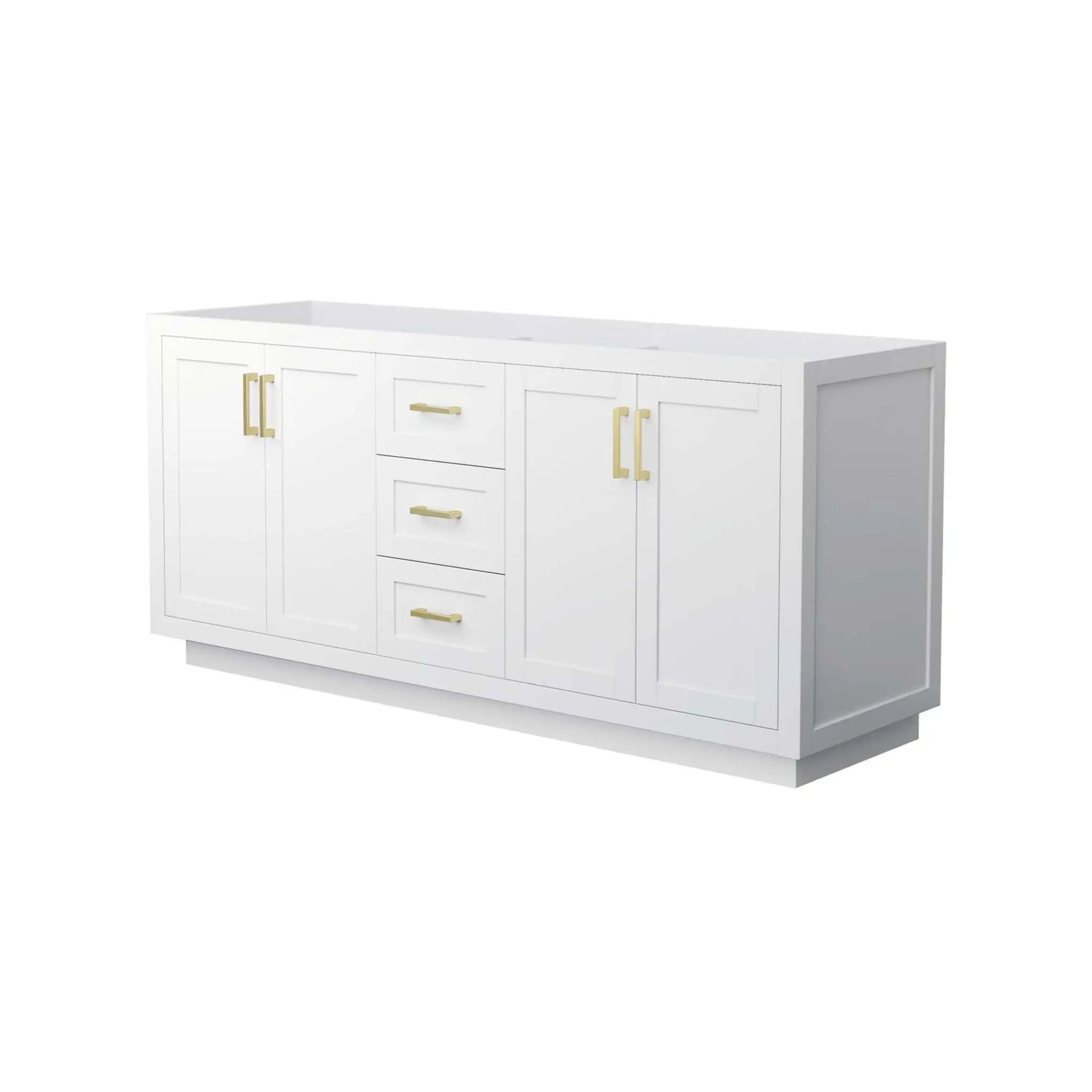 72" Miranda Double Bathroom Vanity in White with Brushed Gold Trim by Wyndham