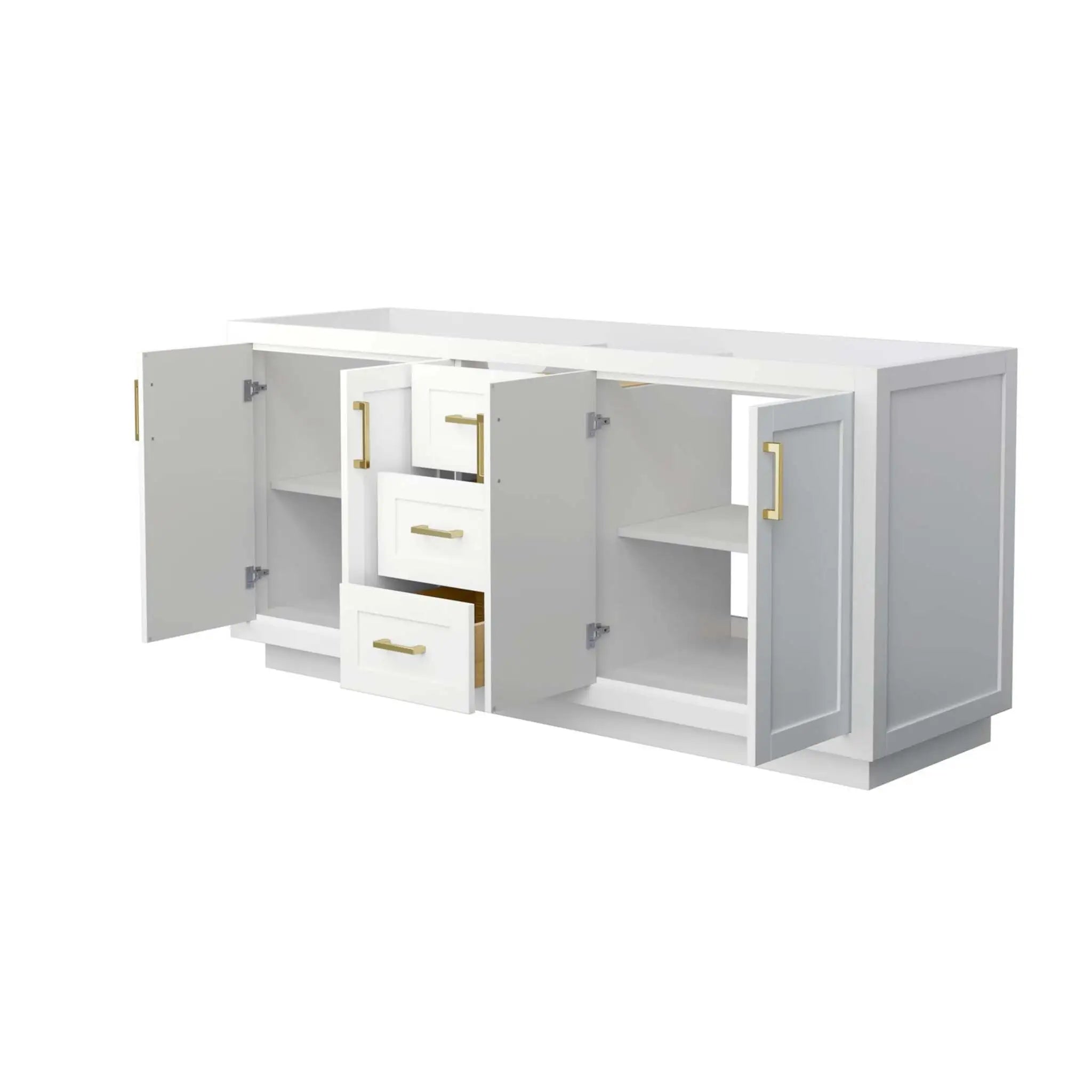 72" Miranda Double Bathroom Vanity in White with Brushed Gold Trim by Wyndham