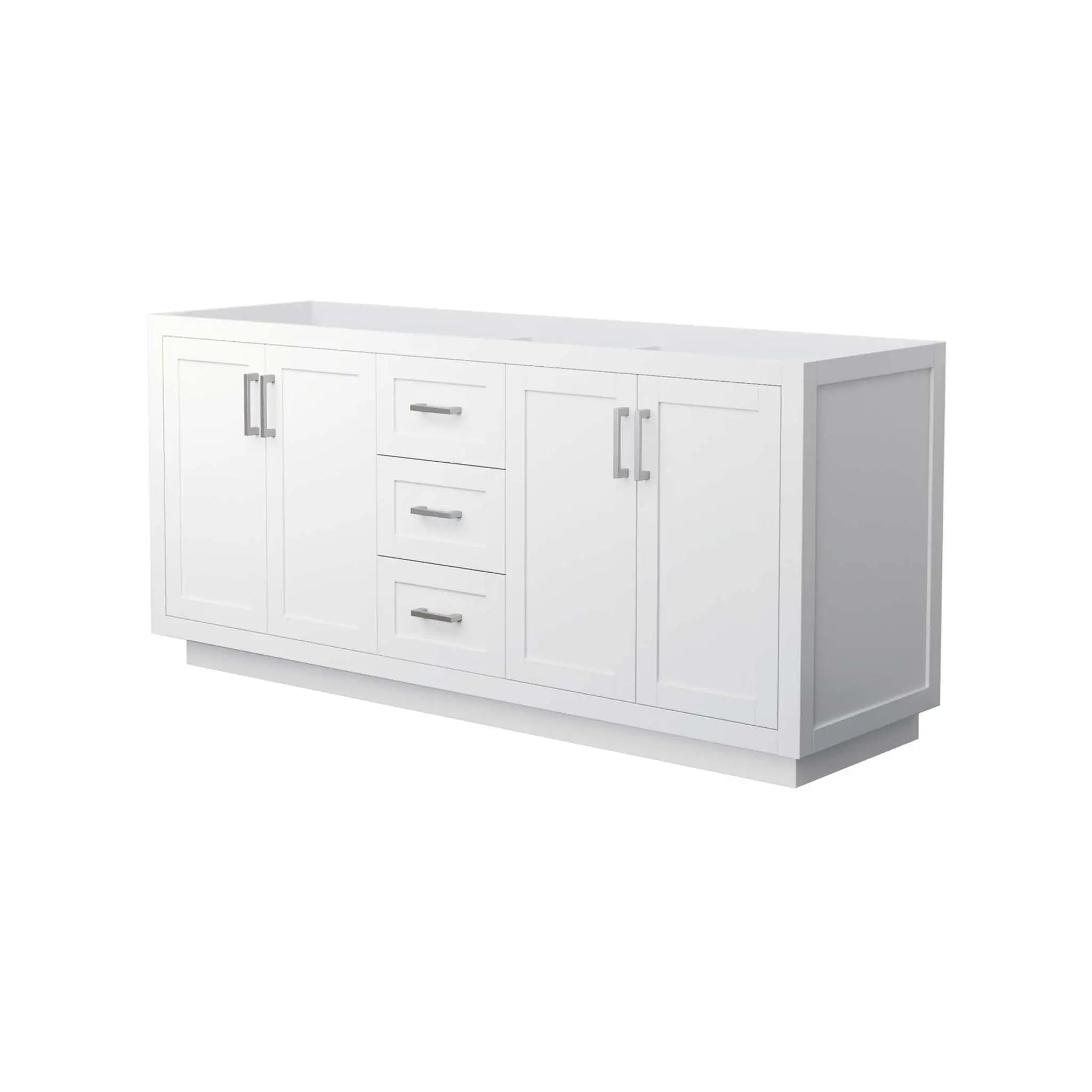 72" Miranda Double Bathroom Vanity in White with Brushed Nickel Trim by Wyndham