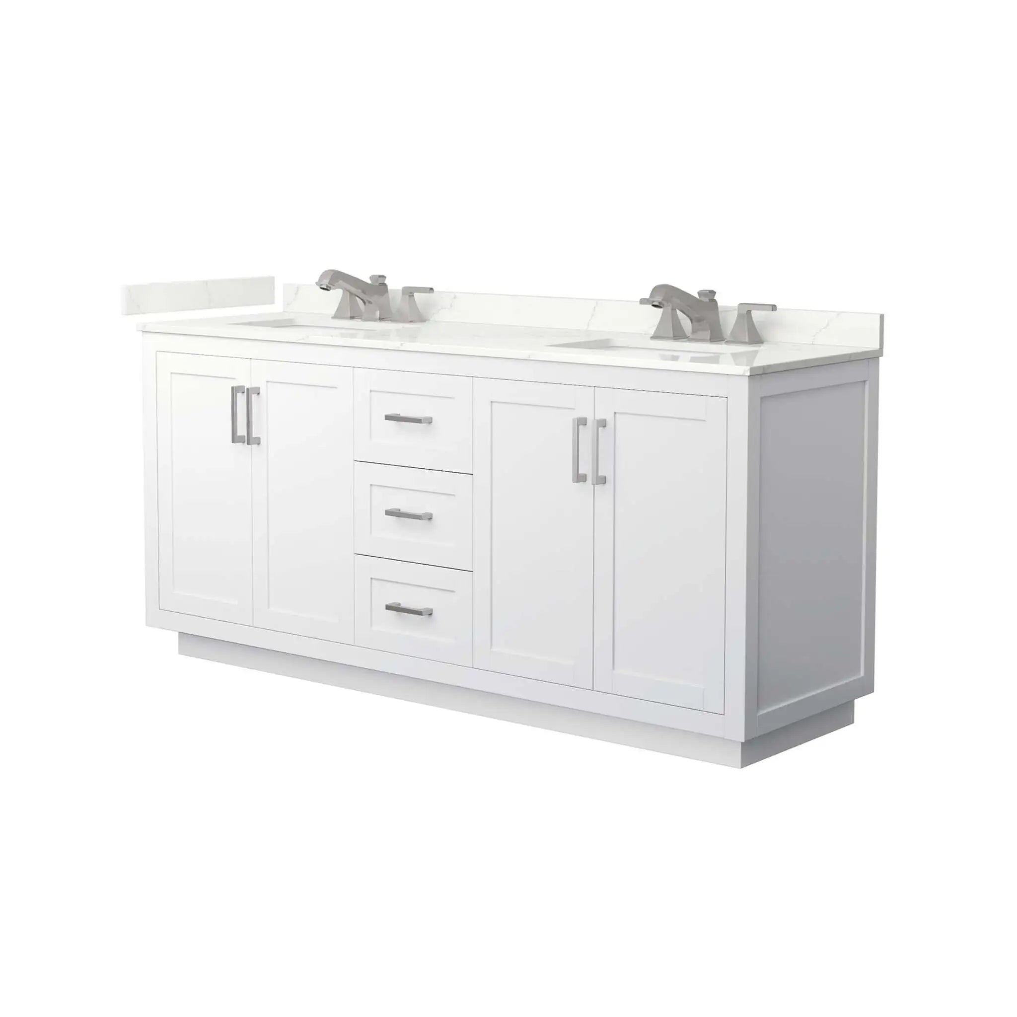72" Miranda Double Bathroom Vanity in White with Brushed Nickel Trim by Wyndham