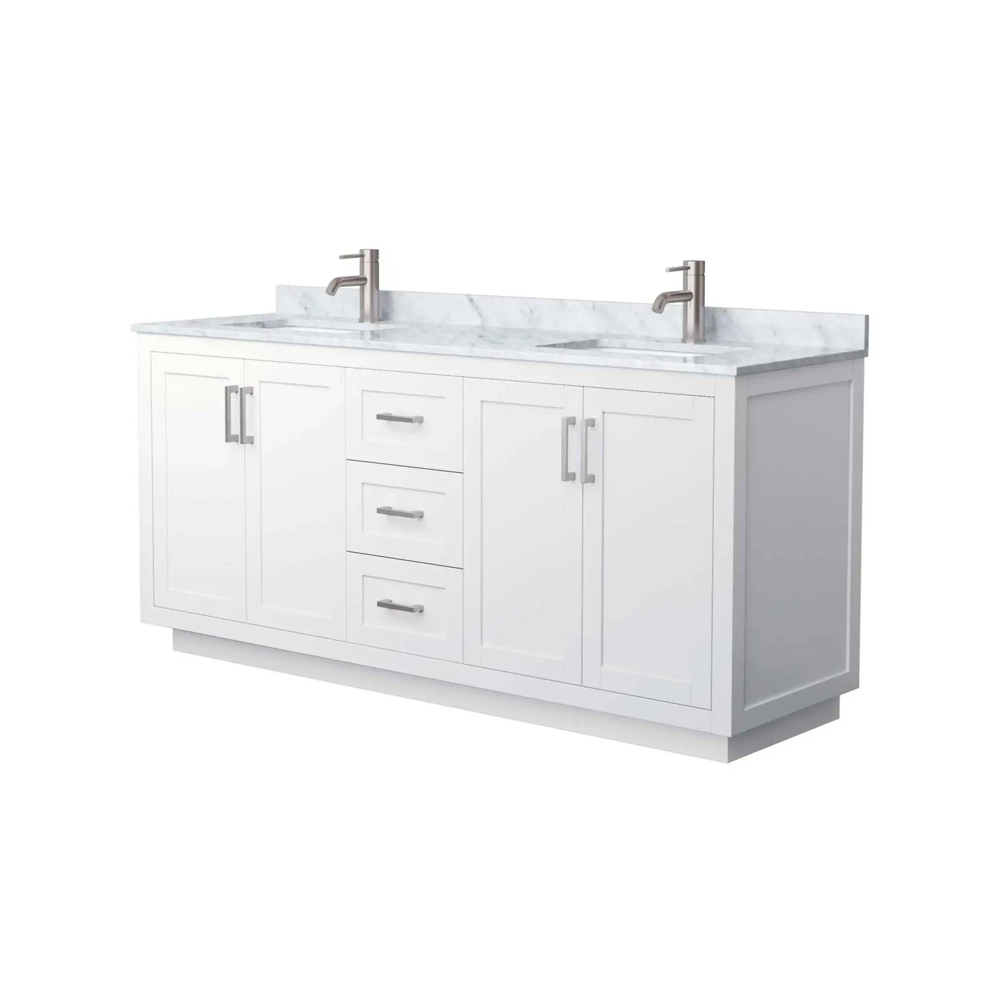 72" Miranda Double Bathroom Vanity in White with Brushed Nickel Trim by Wyndham
