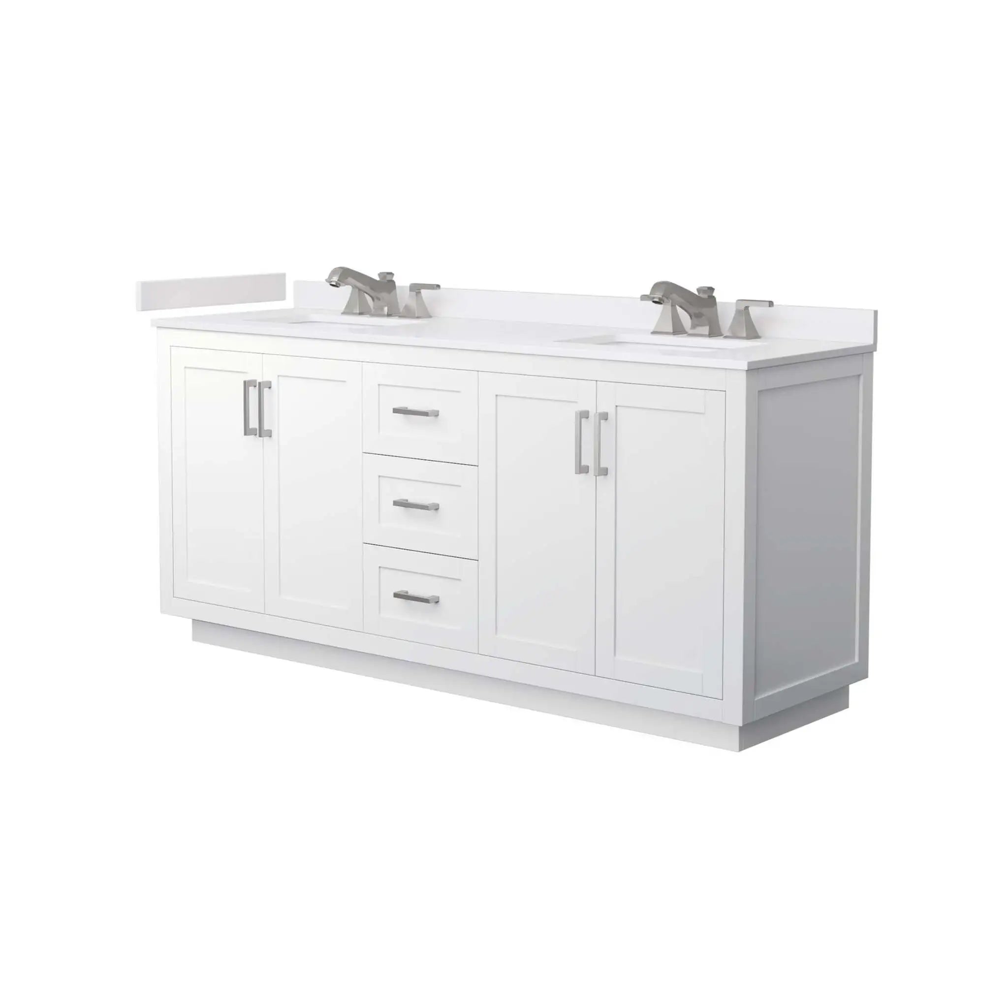72" Miranda Double Bathroom Vanity in White with Brushed Nickel Trim by Wyndham