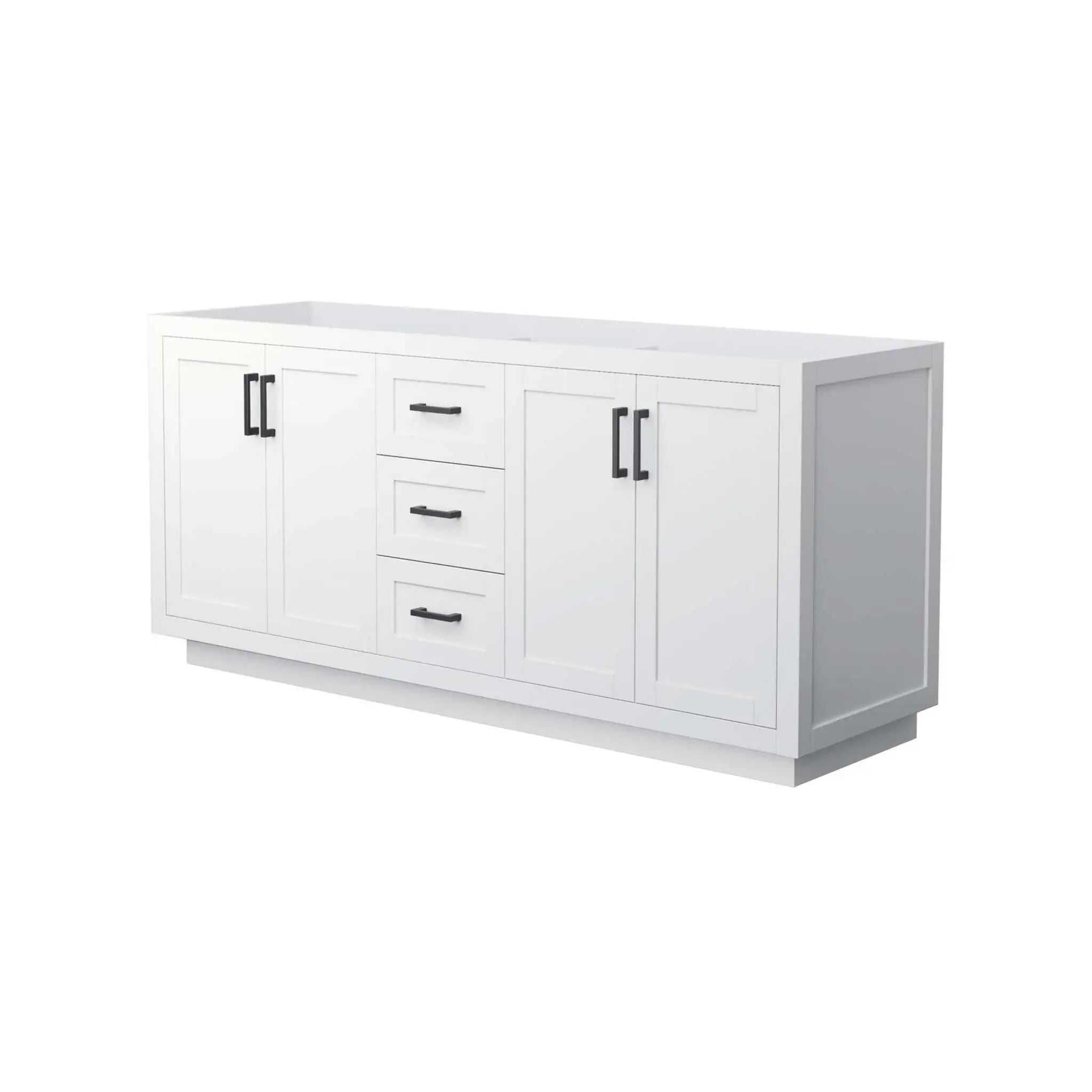 72" Miranda Double Bathroom Vanity in White with Matte Black Trim by Wyndham