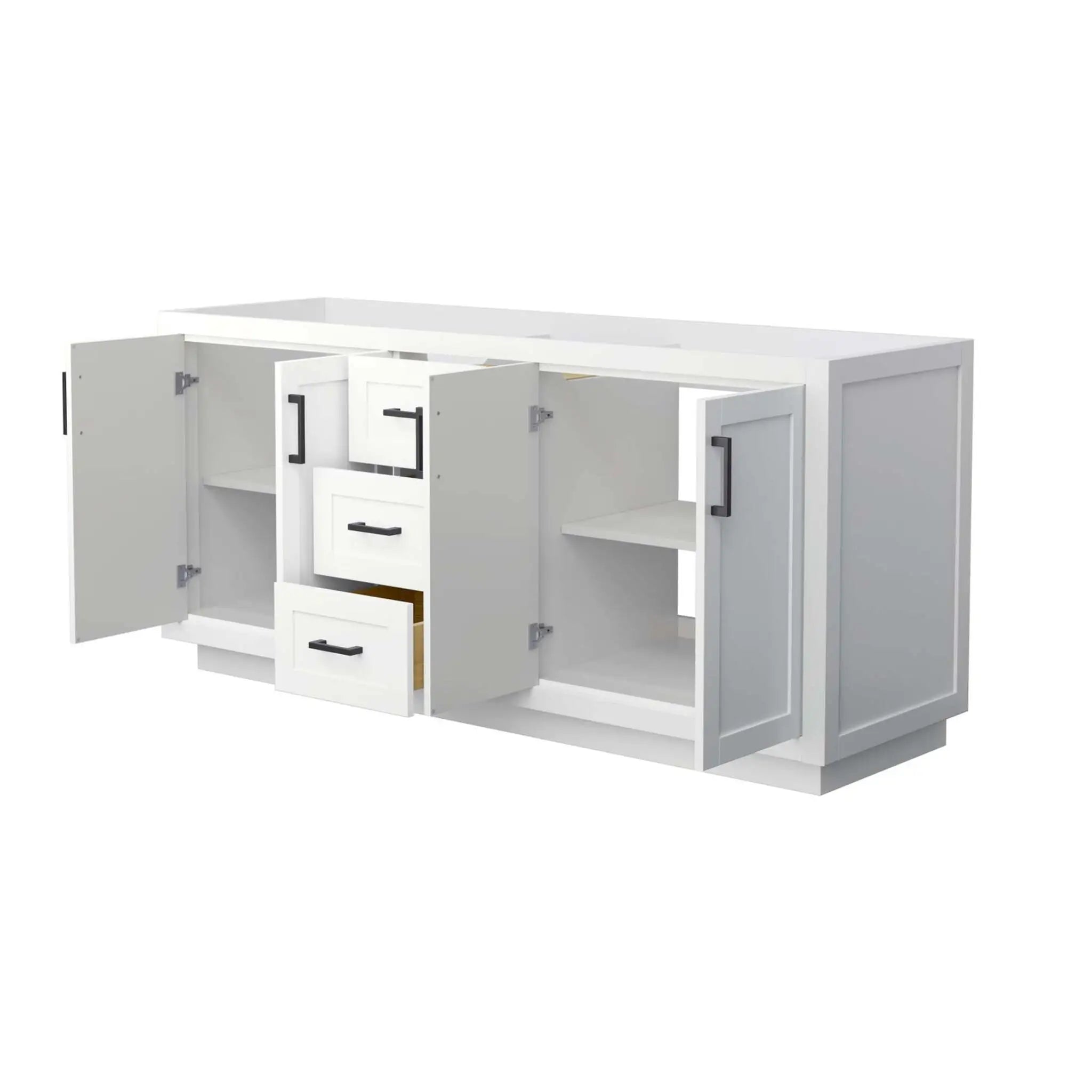 72" Miranda Double Bathroom Vanity in White with Matte Black Trim by Wyndham