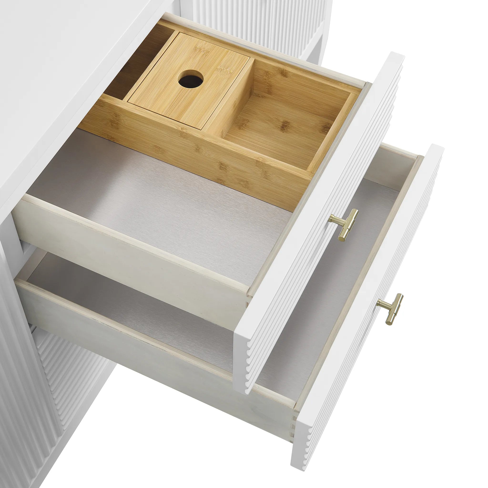 72" Myrrin Vanity in Bright White-Eternal Jasmine Pearl Silestone-8" Widespread image 12