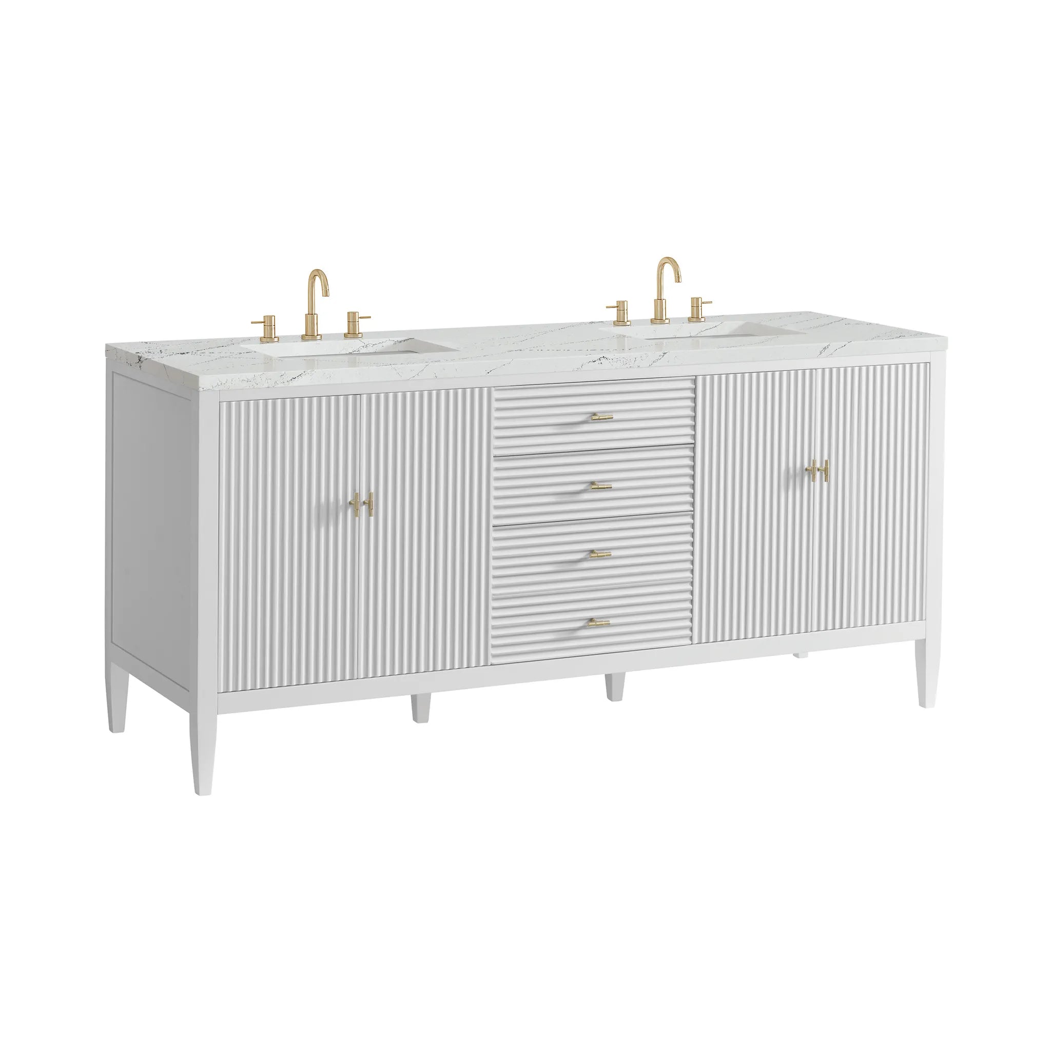 72" Myrrin Vanity in Bright White-Ethereal Noctis Silestone-8" Widespread image 9