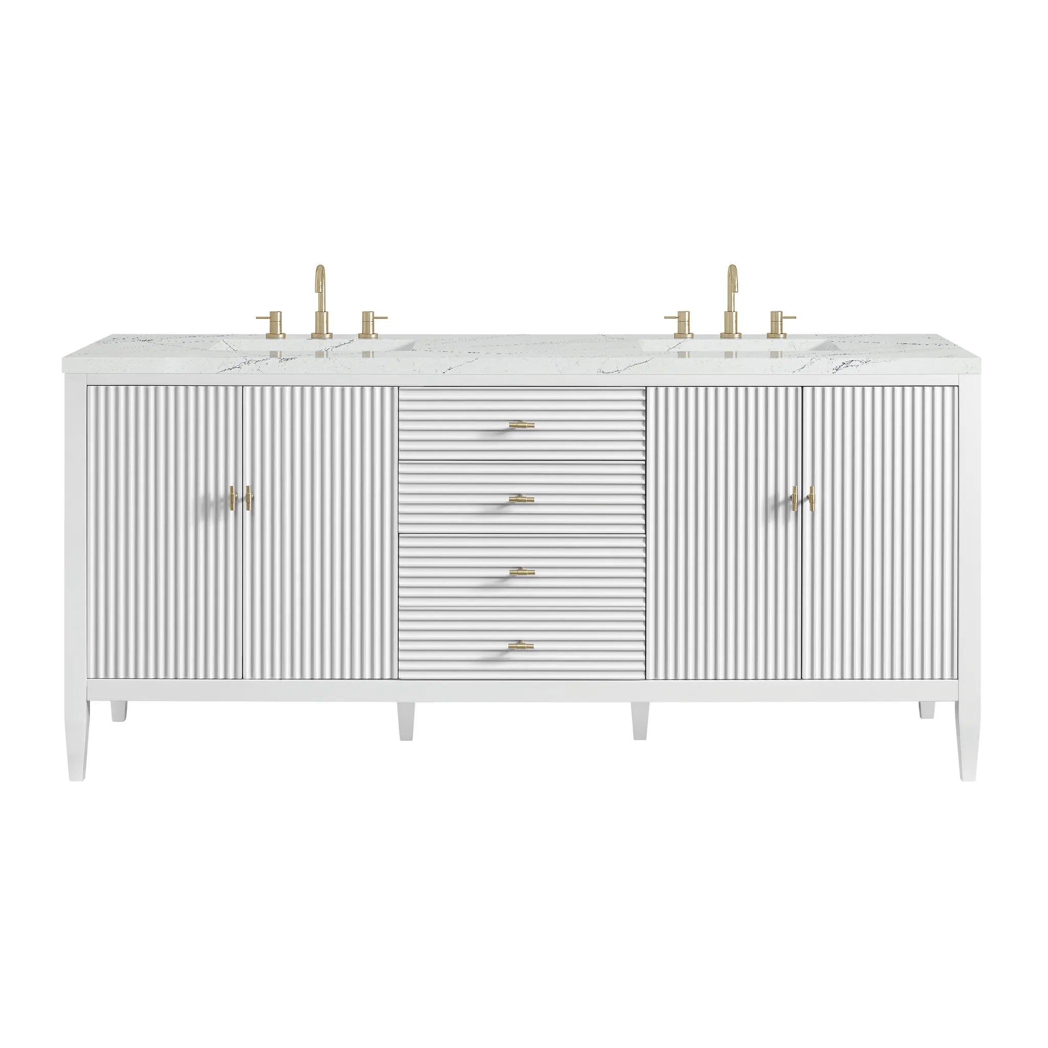 72" Myrrin Vanity in Bright White-Ethereal Noctis Silestone-8" Widespread image