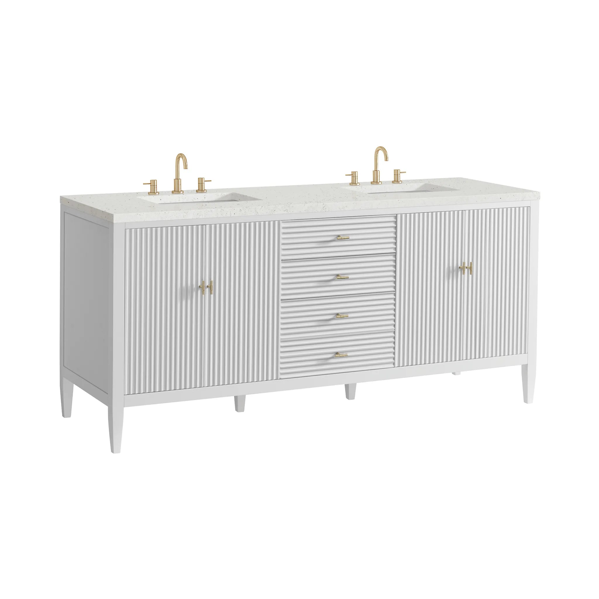 72" Myrrin Vanity in Bright White-Lime Delight Silestone-8" Widespread image 9