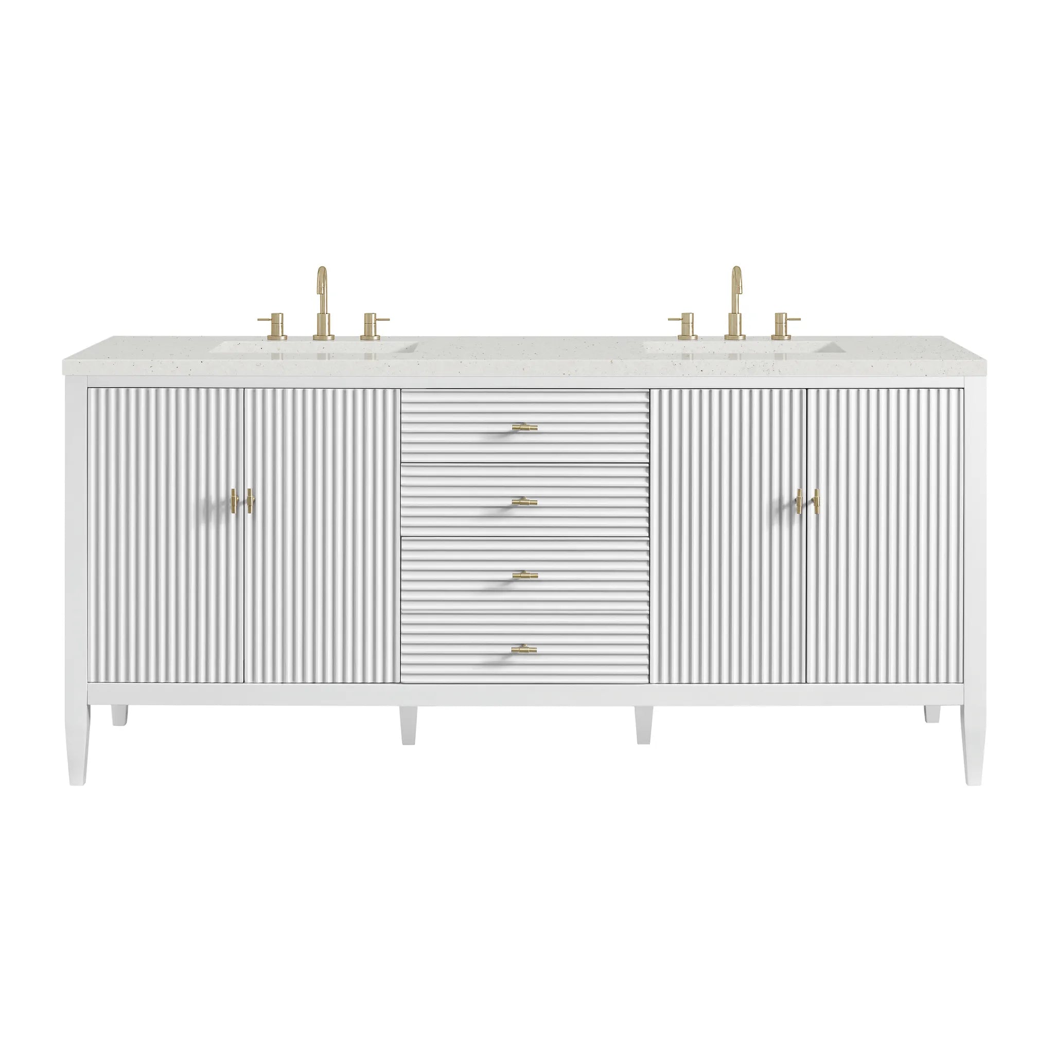 72" Myrrin Vanity in Bright White-Lime Delight Silestone-8" Widespread image