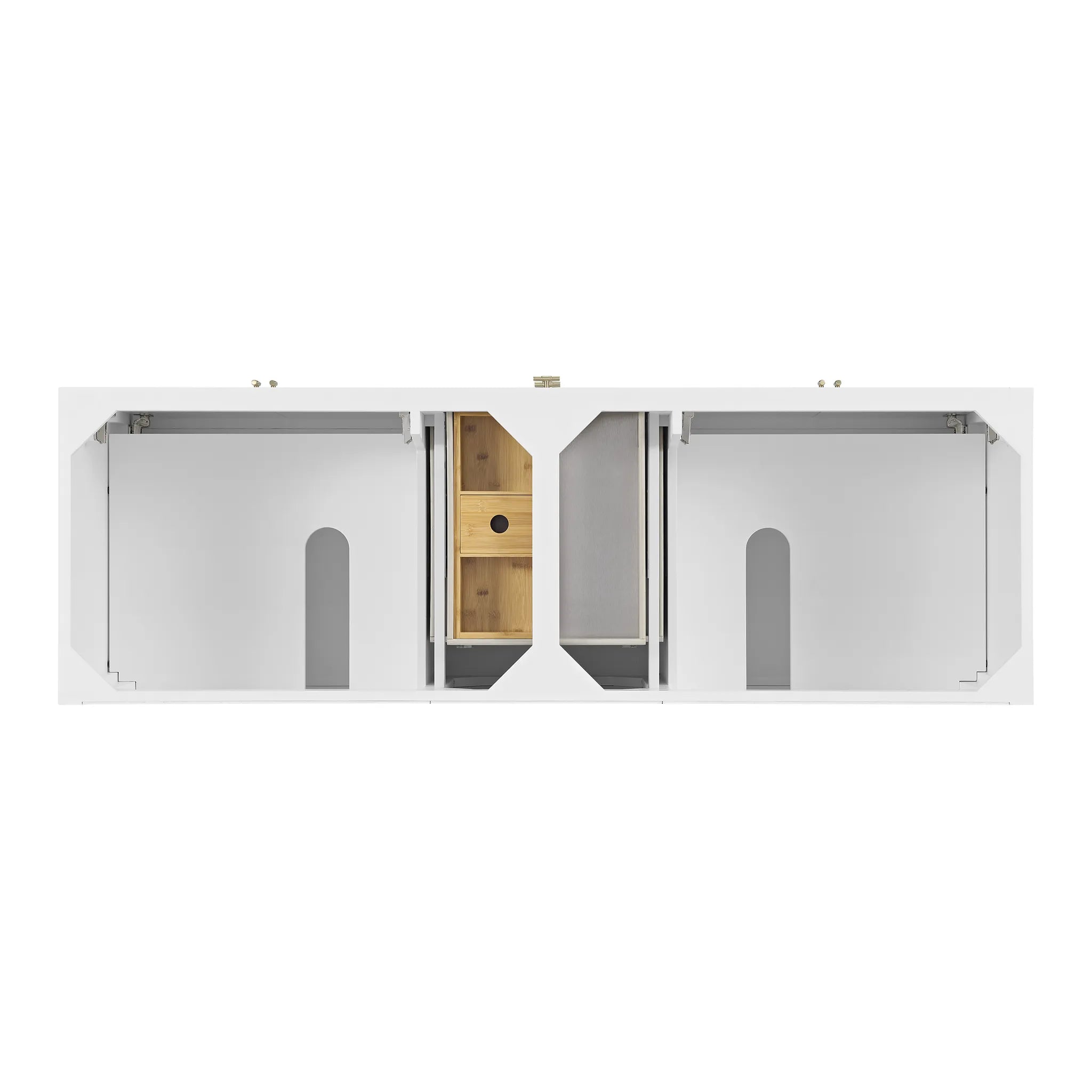 72" Myrrin Vanity in Bright White-White Zeus Silestone & Backsplash-Single Hole image 2
