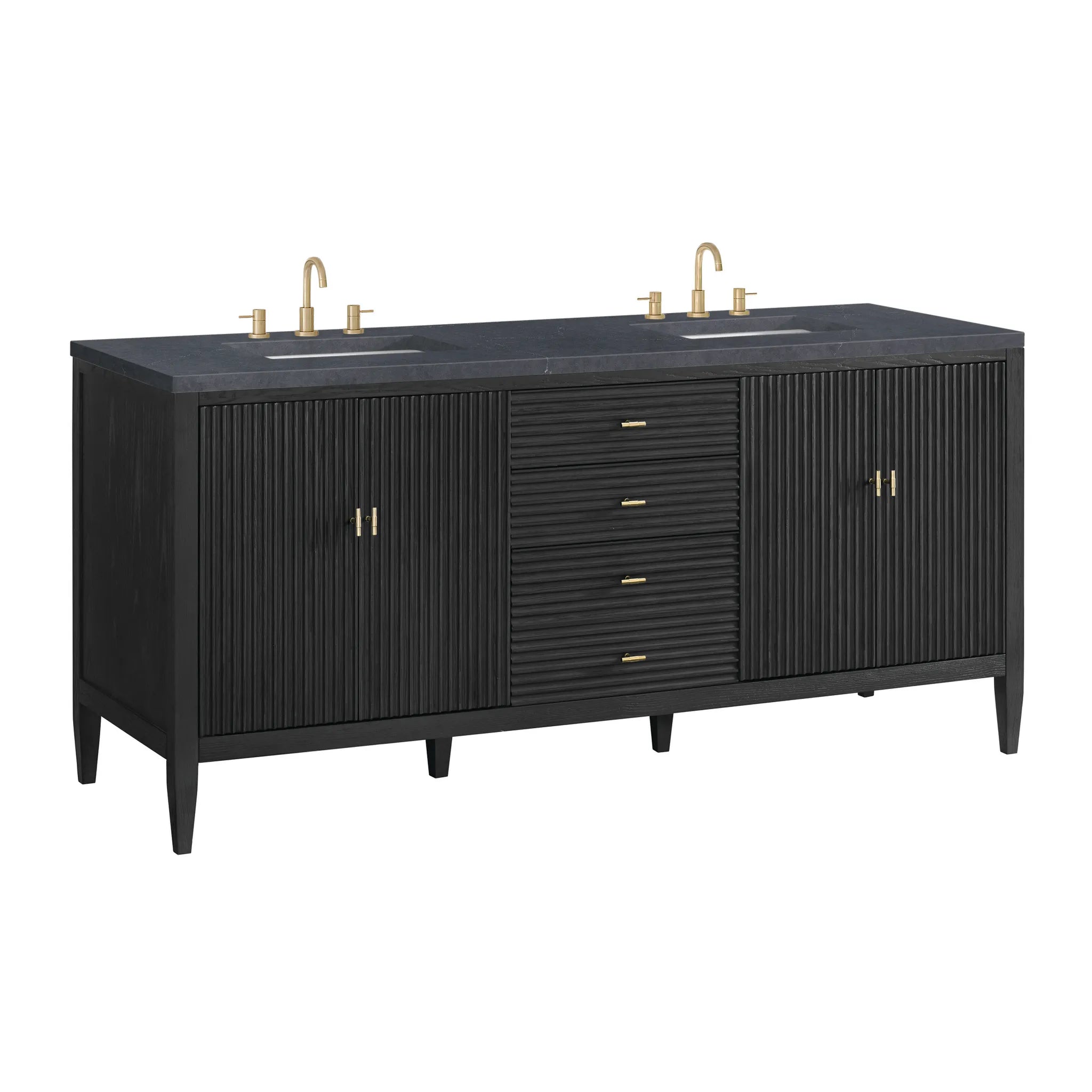 72" Myrrin Vanity in Carbon Oak-Charcoal Soapstone Silestone-8" Widespread image 9