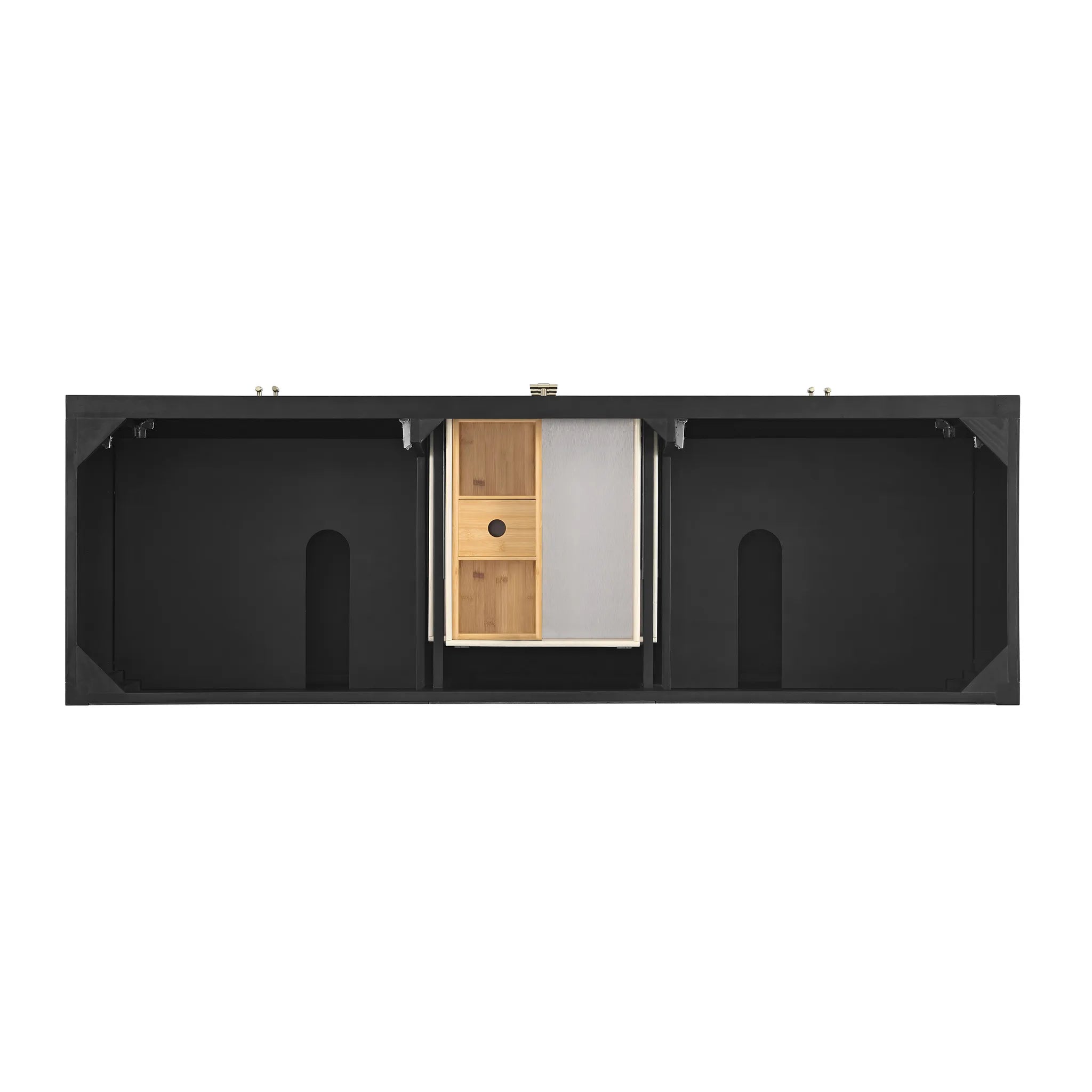 72" Myrrin Vanity in Carbon Oak w/FreePower Wireless Charger-Parisien Bleu Silestone-8" Widespread image 8