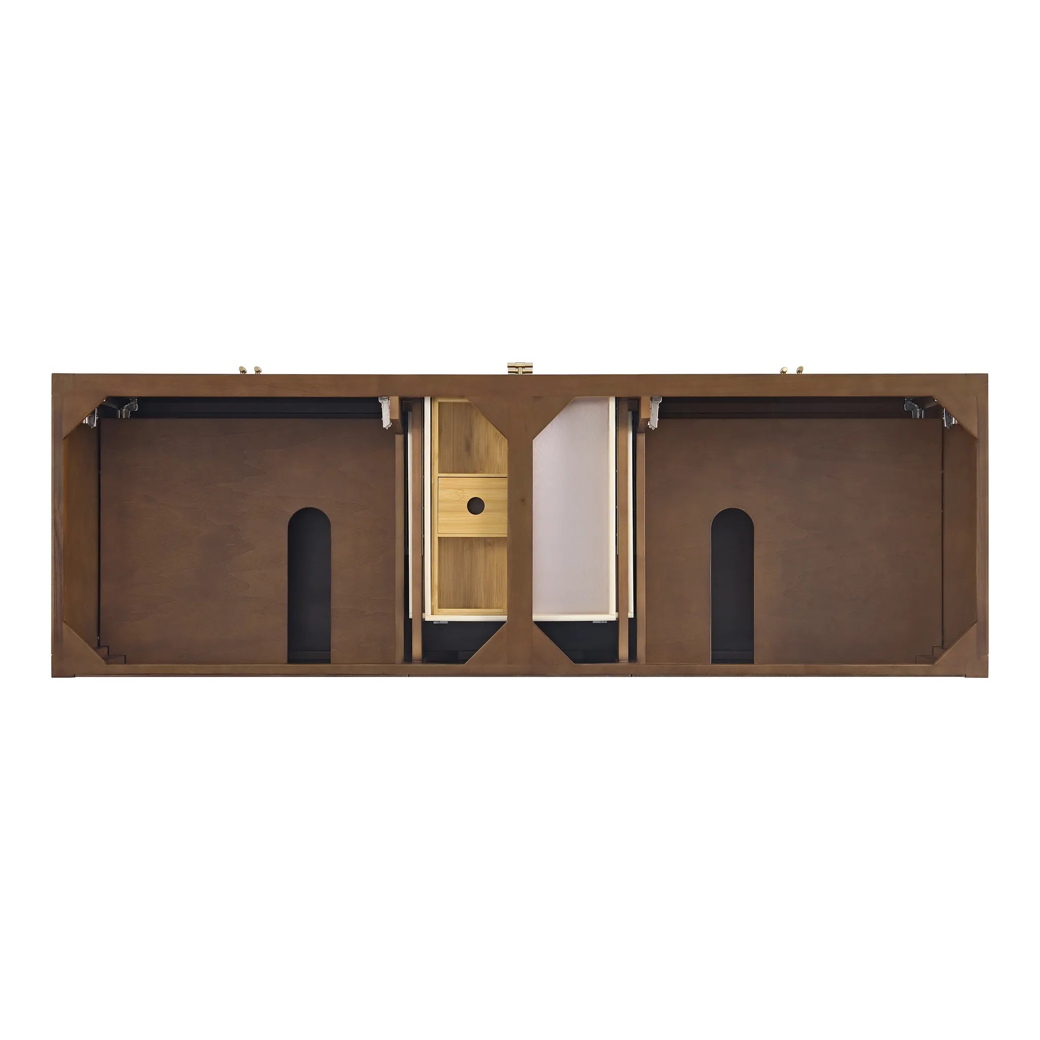 72" Myrrin Vanity in Mid Century Walnut-Victorian Silver Silestone-8" Widespread image 5