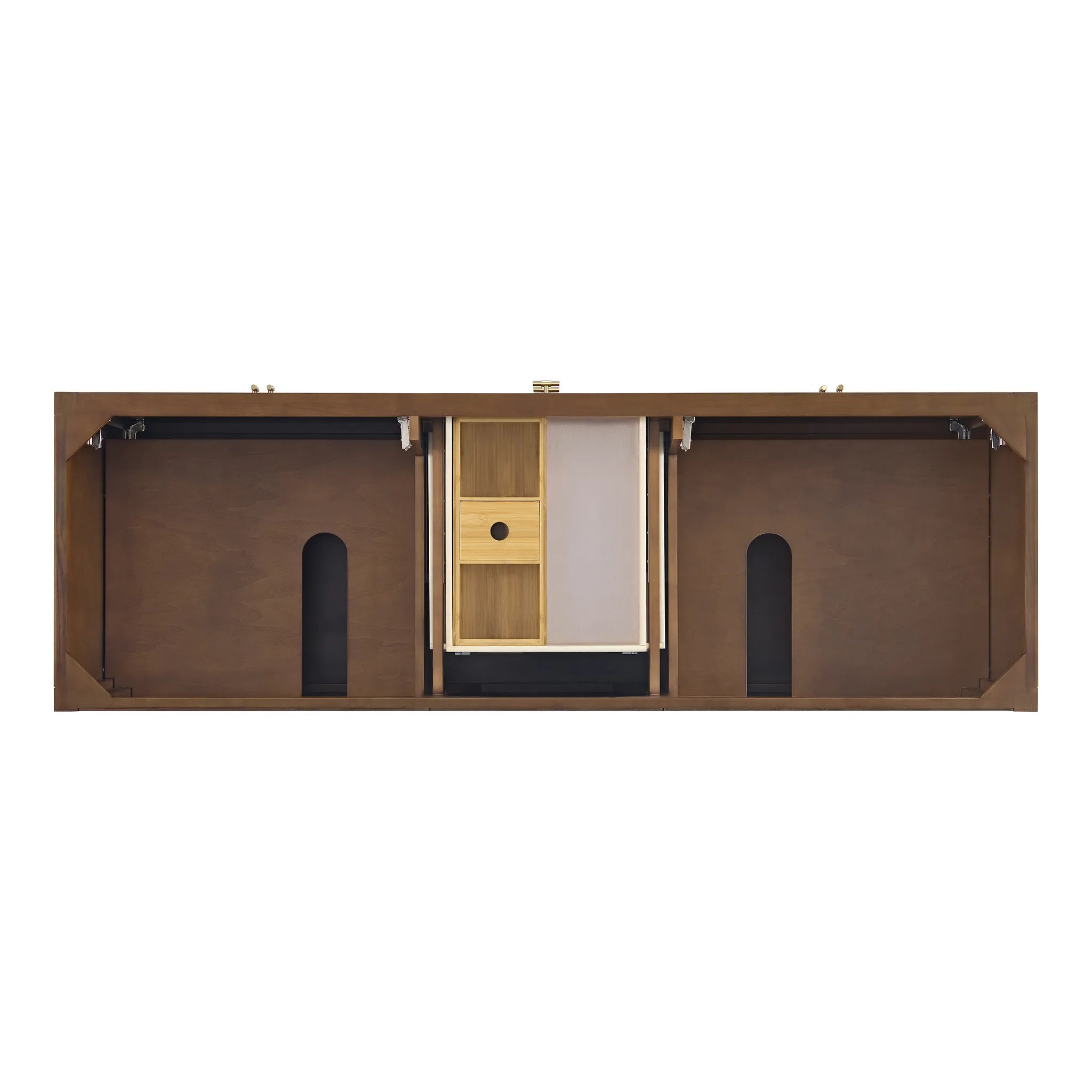 72" Myrrin Vanity in Mid Century Walnut w/FreePower Wireless Charger-Eternal Jasmine Pearl Silestone-8" Widespread image 8
