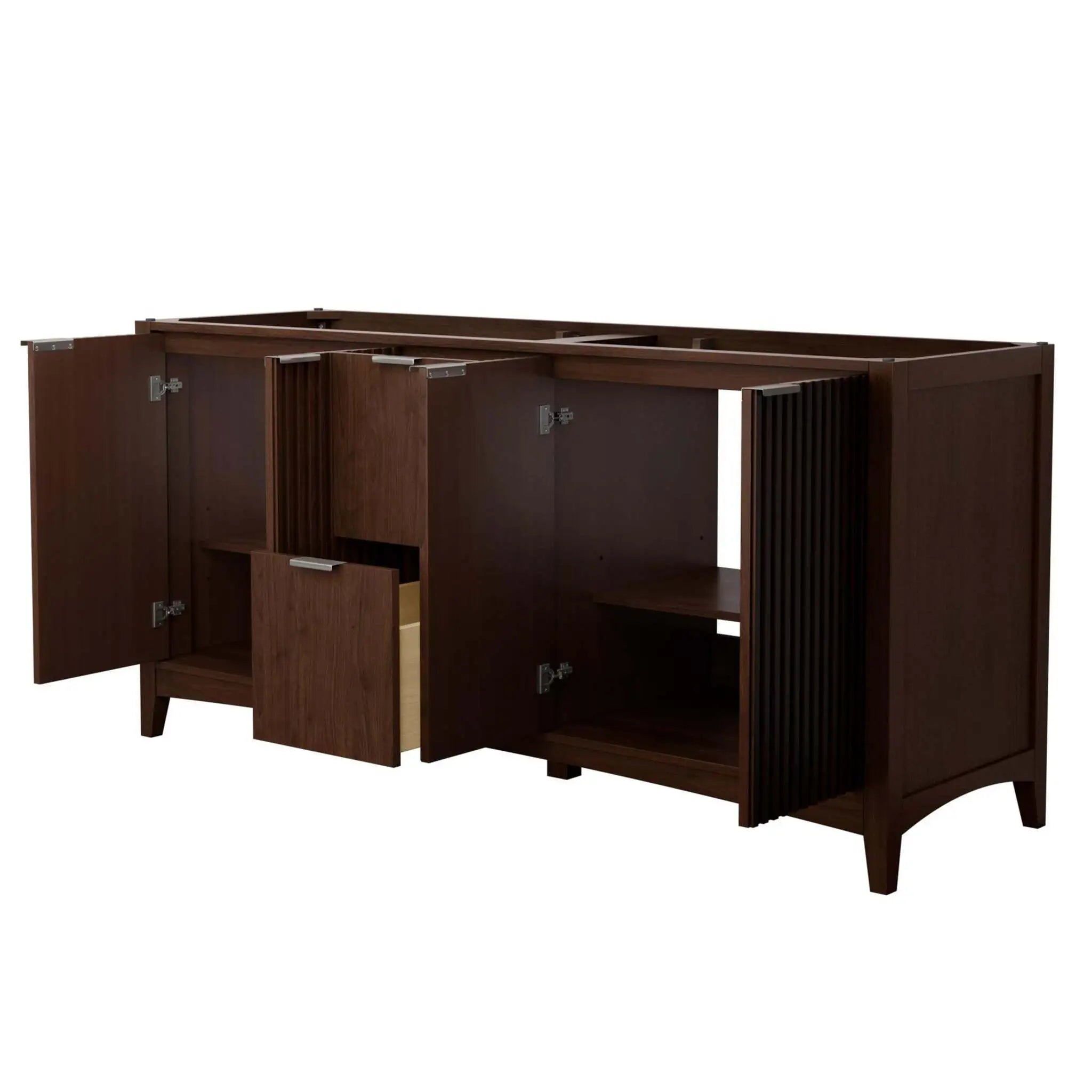 72" Palmilla Double Bathroom Vanity in Dark Walnut with Brushed Nickel Trim by Wyndham