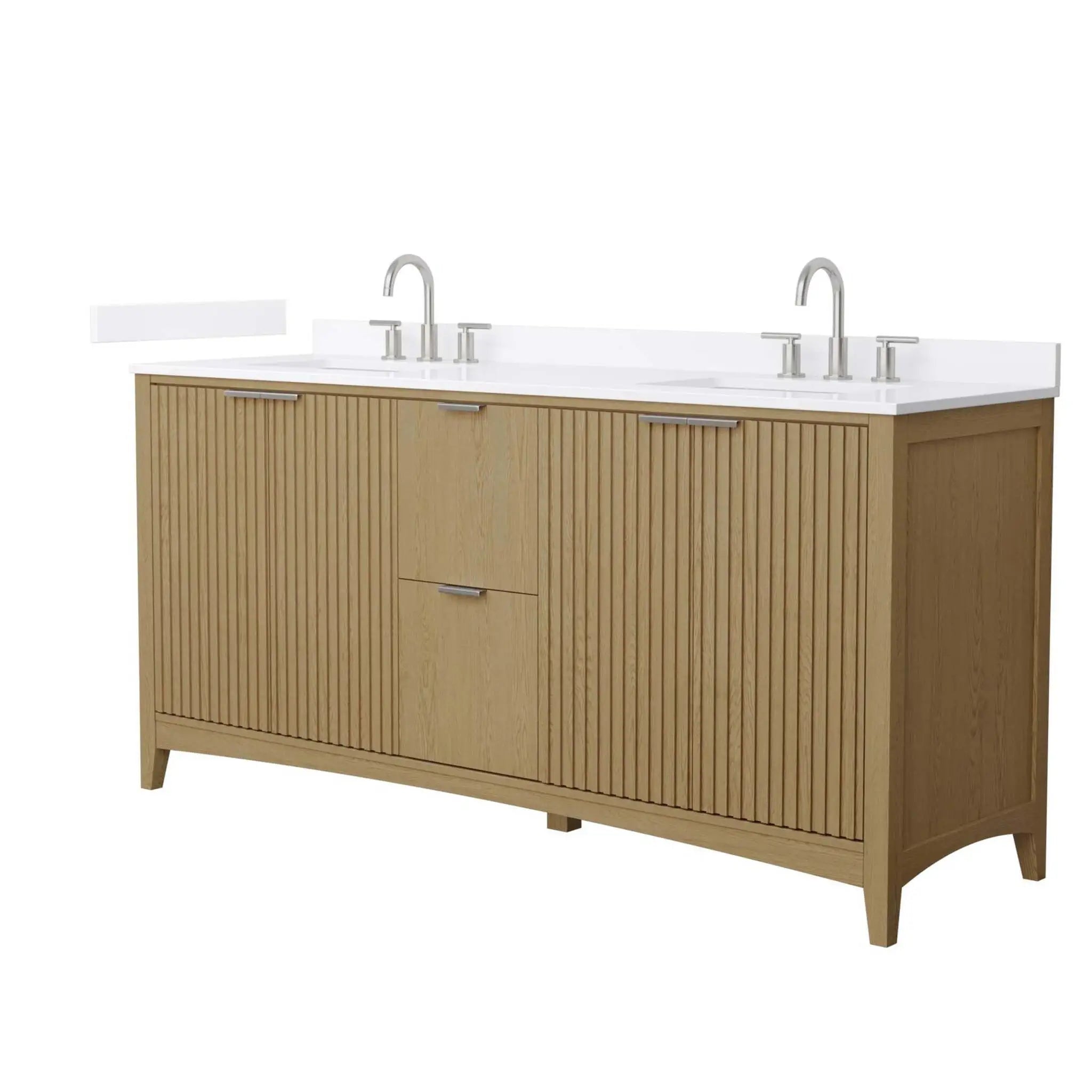 72" Palmilla Double Bathroom Vanity in Natural Oak with Brushed Nickel Trim by Wyndham