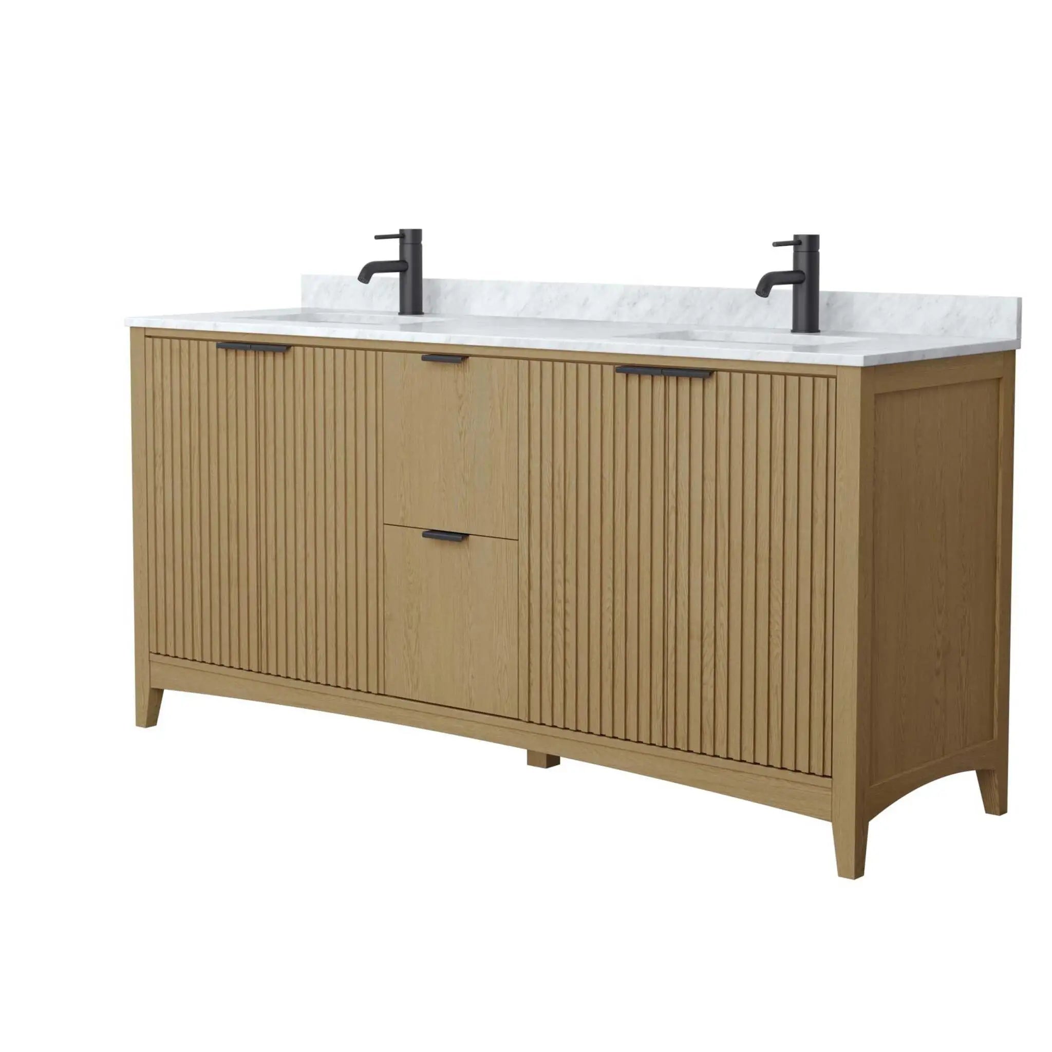72" Palmilla Double Bathroom Vanity in Natural Oak with Matte Black Trim by Wyndham