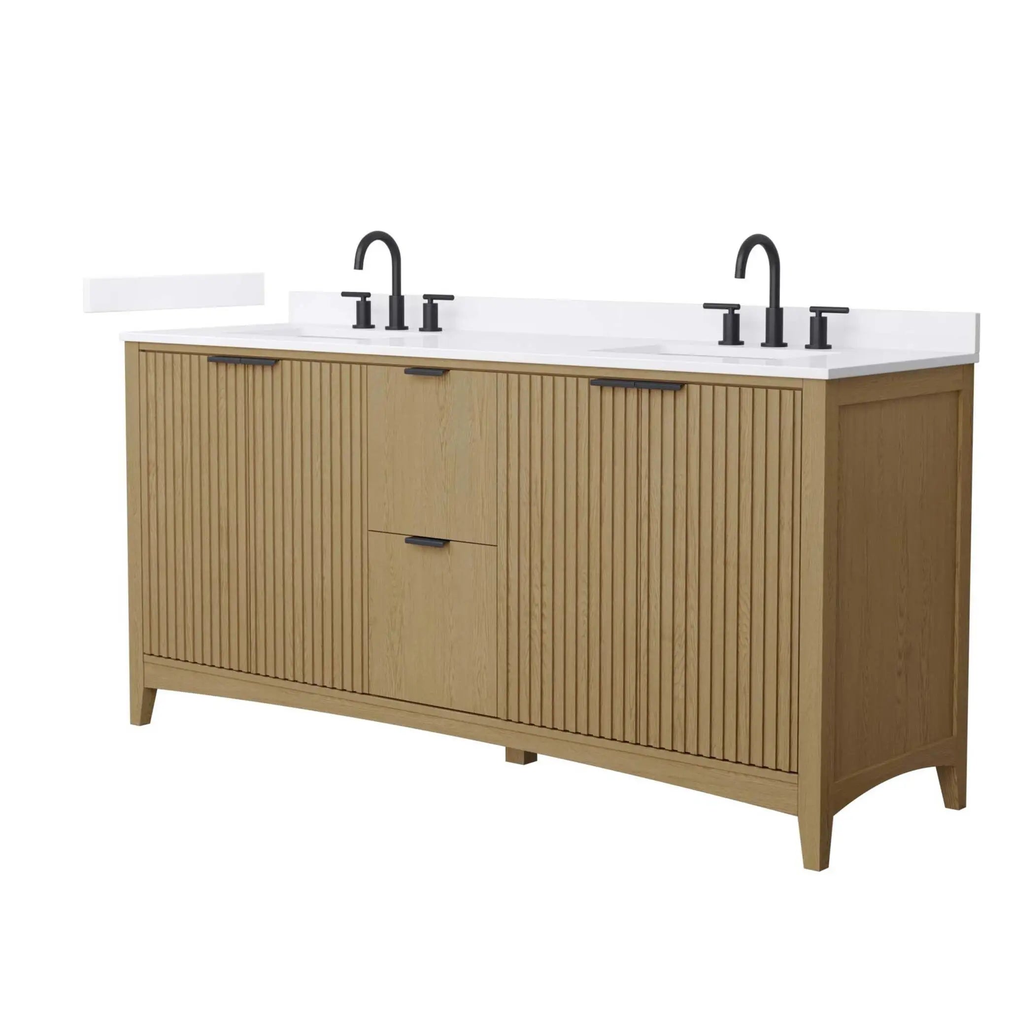 72" Palmilla Double Bathroom Vanity in Natural Oak with Matte Black Trim by Wyndham