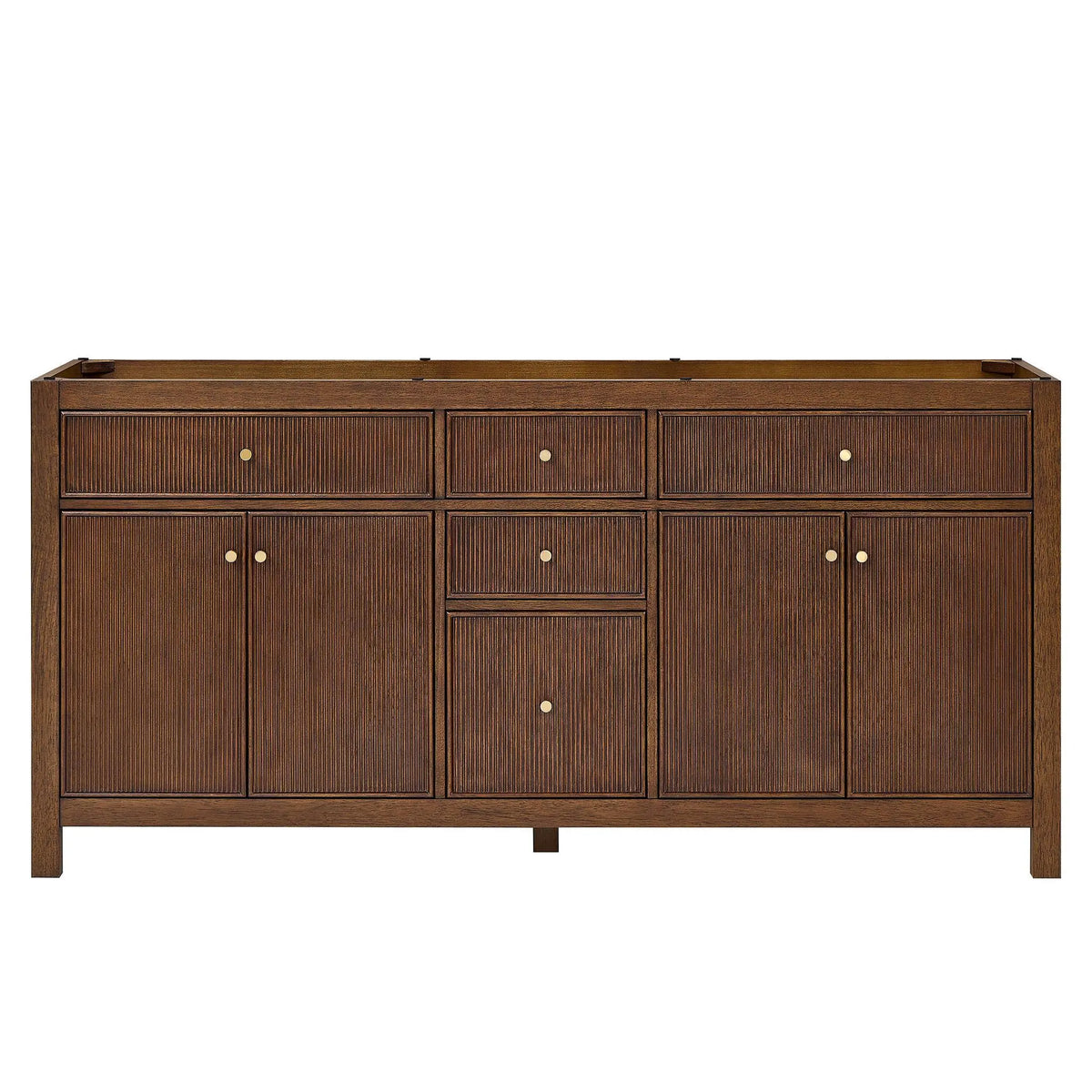 72" Pendry Double Bathroom Vanity Dark Walnut Brushed Gold Trim by wyndham View 33