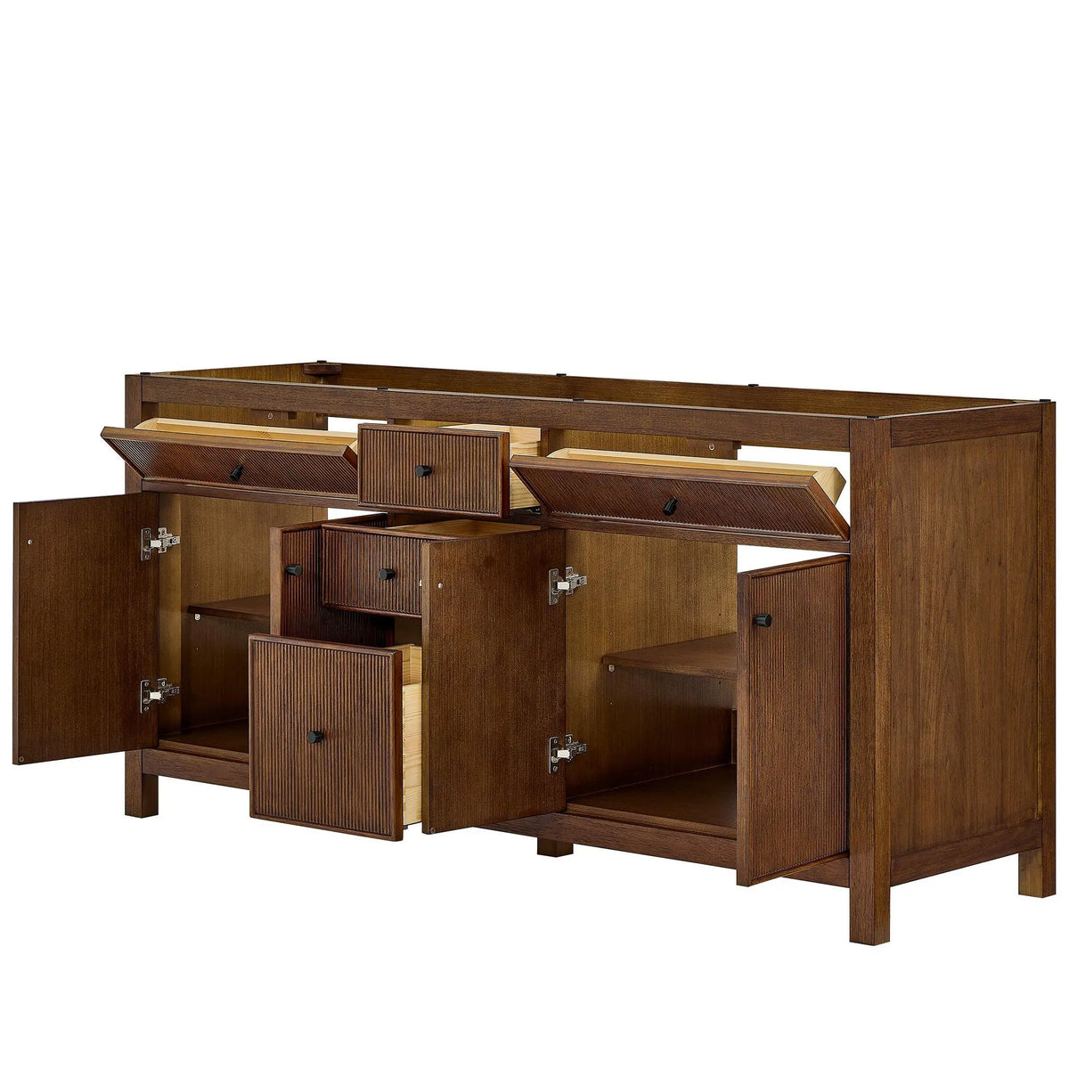 72" Pendry Double Bathroom Vanity Dark Walnut Matte Black Trim by wyndham View 35