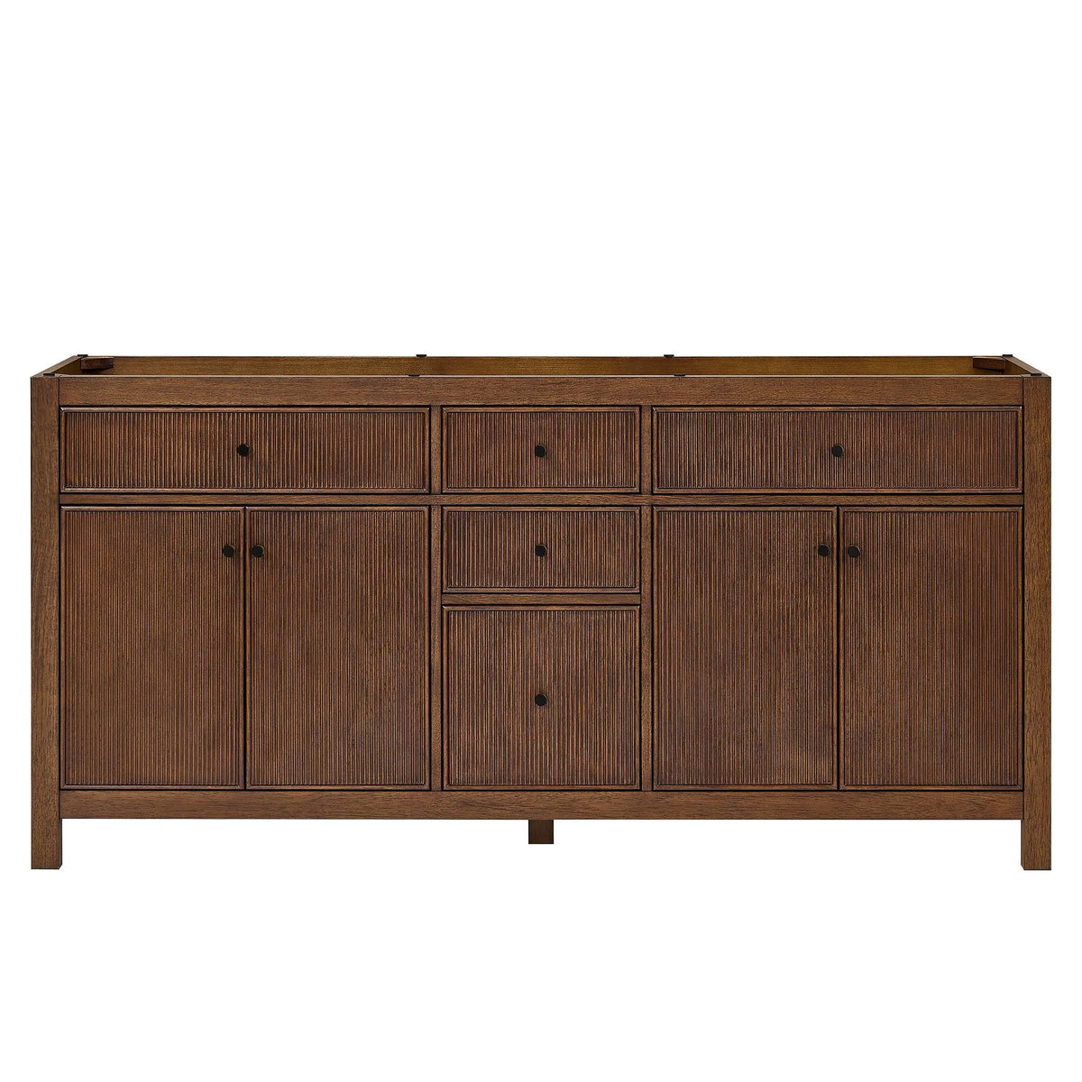 72" Pendry Double Bathroom Vanity Dark Walnut Matte Black Trim by wyndham View 33