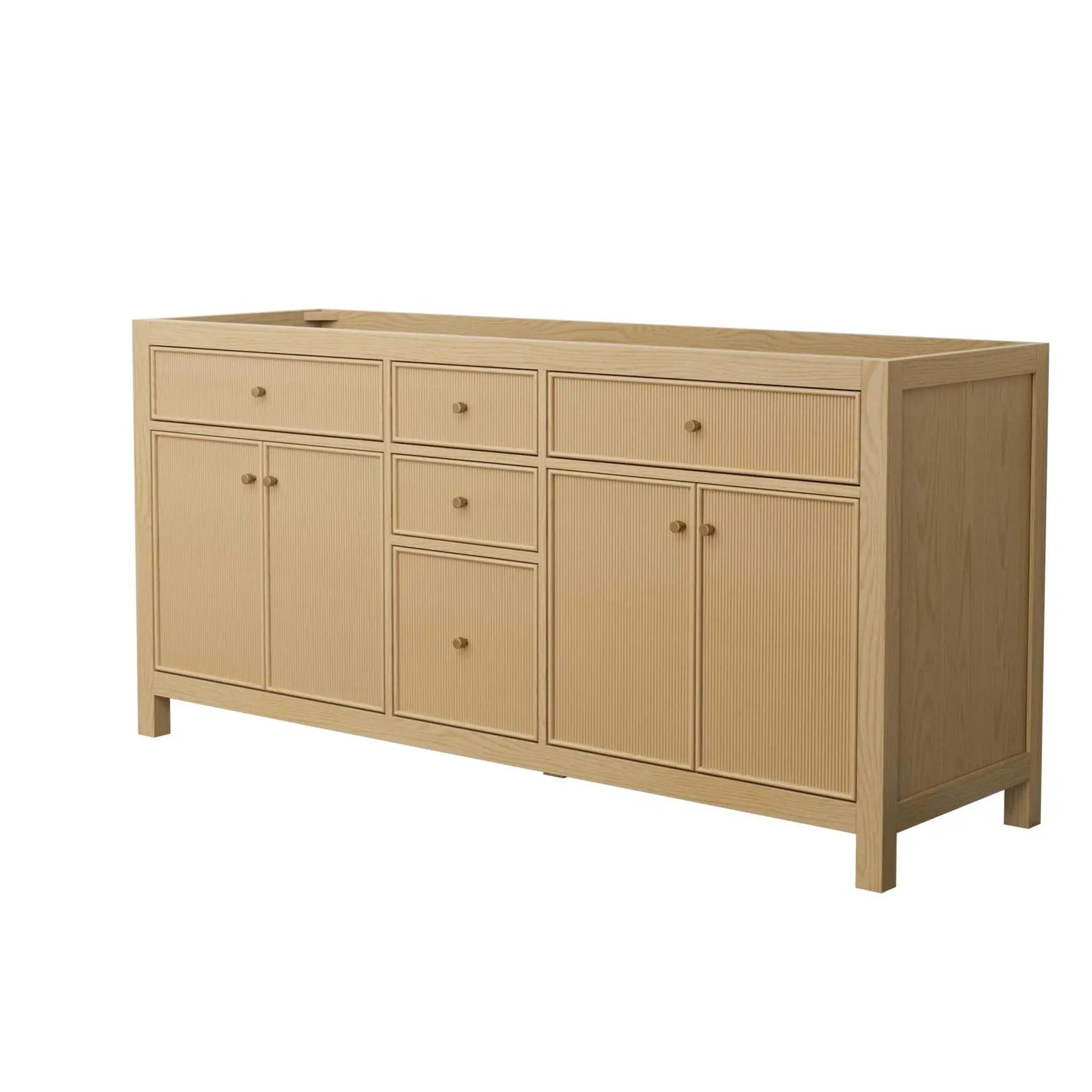 72" Pendry Double Bathroom Vanity in Tanned Oak with Brushed Gold Trim by Wyndham
