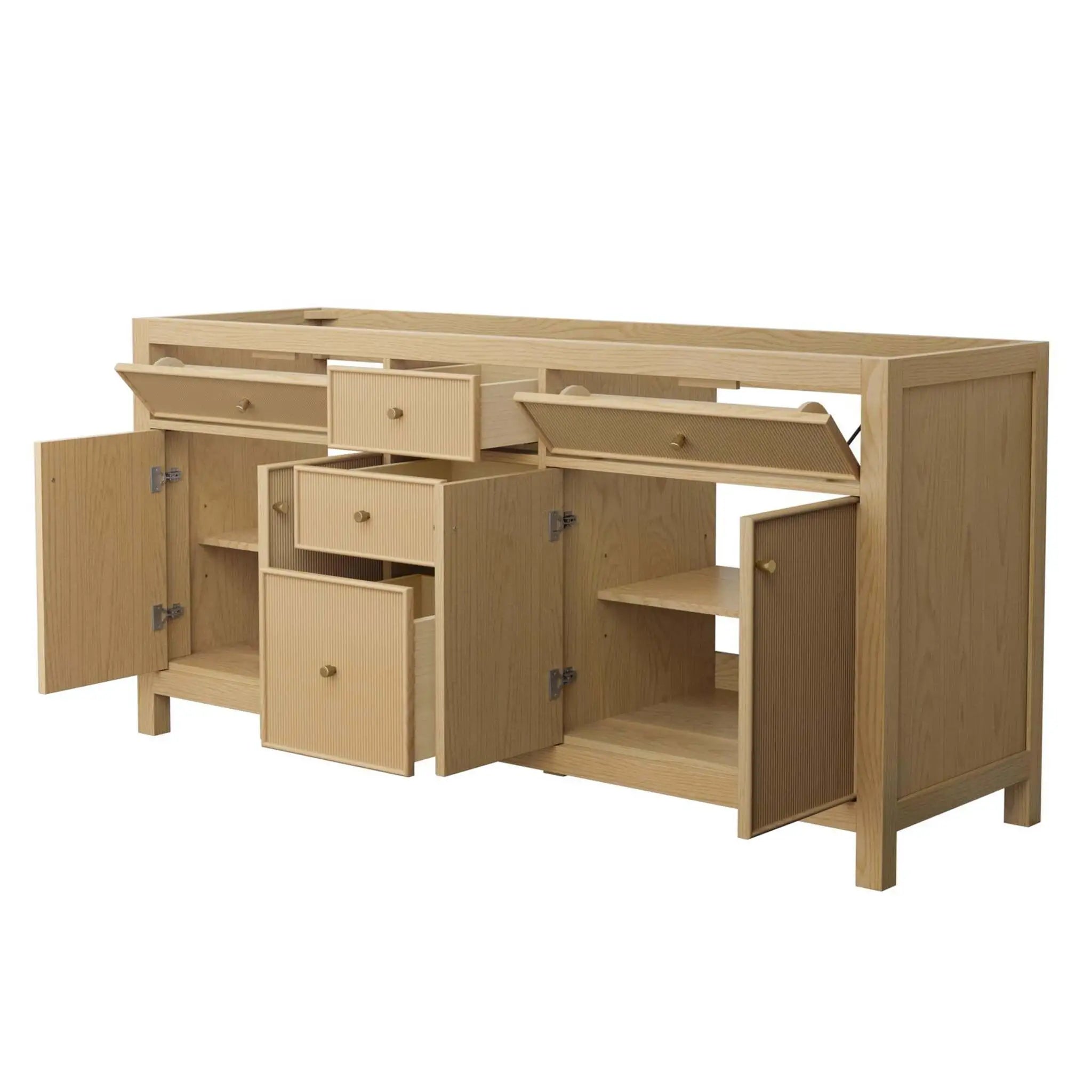 72" Pendry Double Bathroom Vanity in Tanned Oak with Brushed Gold Trim by Wyndham