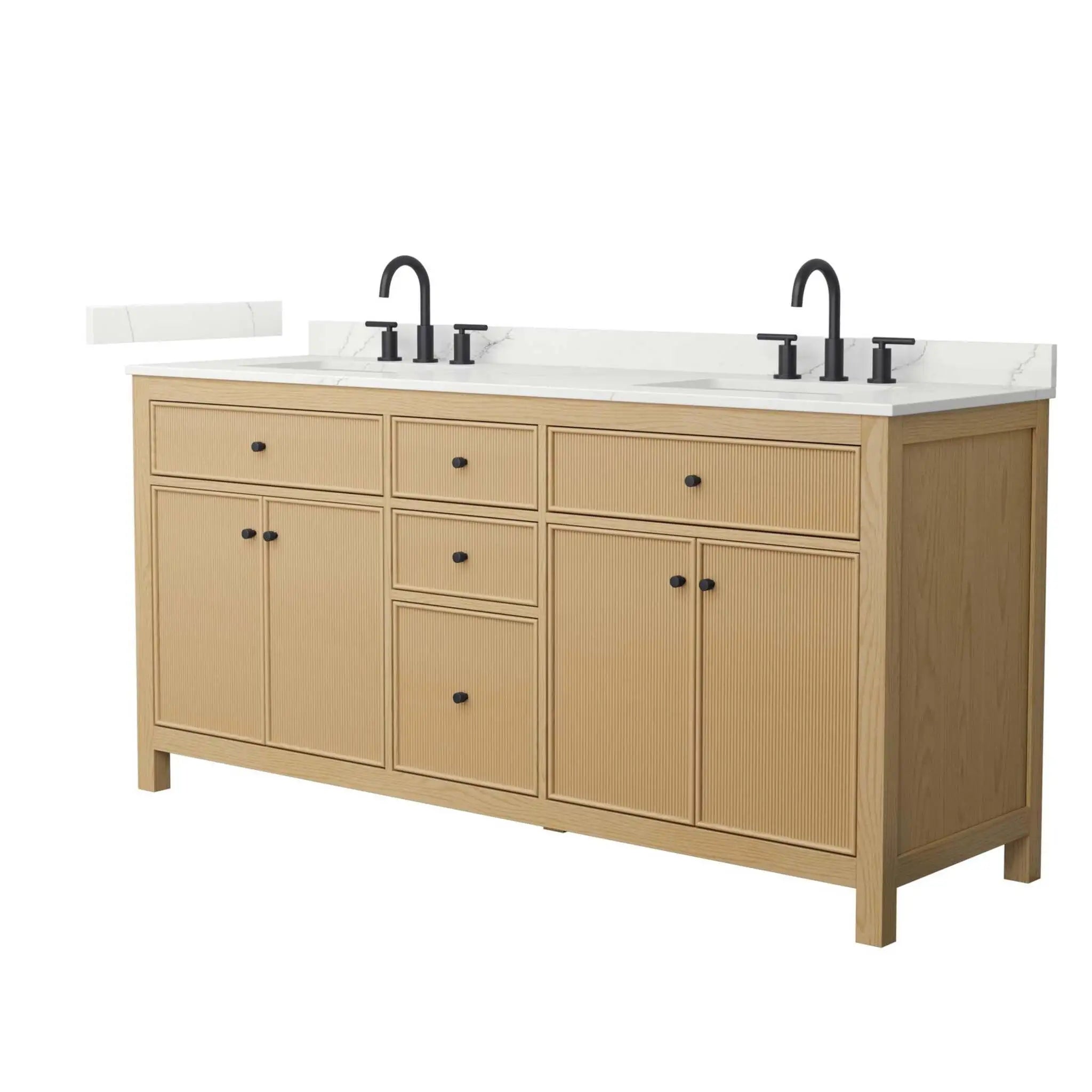 72" Pendry Double Bathroom Vanity in Tanned Oak with Matte Black Trim by Wyndham