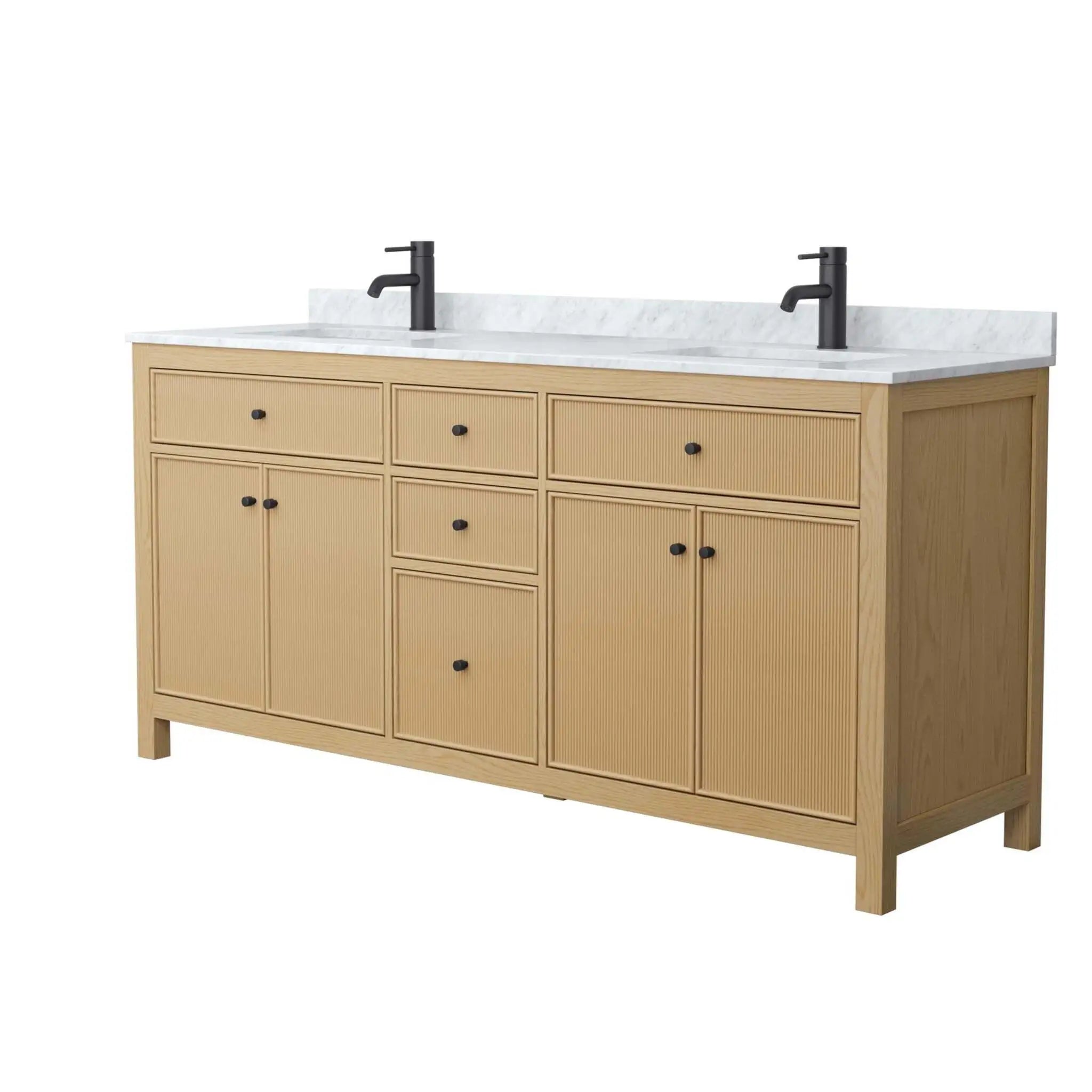 72" Pendry Double Bathroom Vanity in Tanned Oak with Matte Black Trim by Wyndham