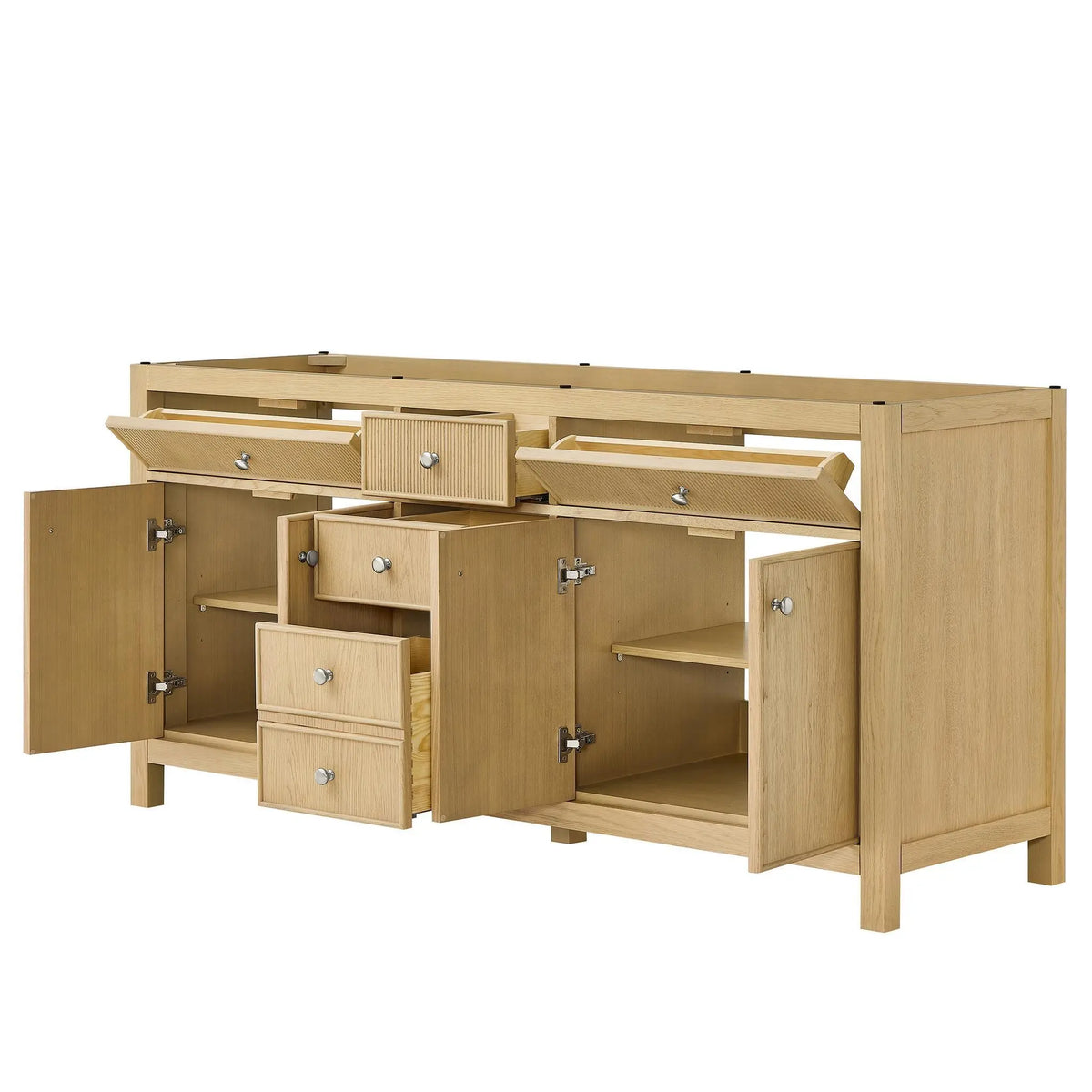 72" Rian Double Bathroom Vanity Scandinavian Oak Brushed Nickel Trim by wyndham View 18