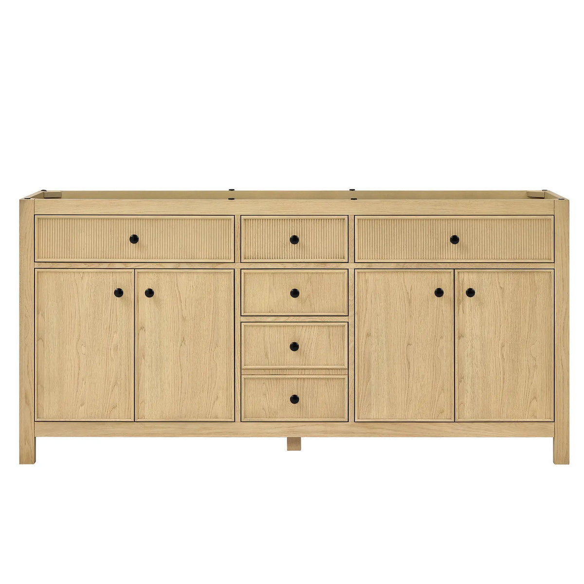 72" Rian Double Bathroom Vanity Scandinavian Oak Matte Black Trim by wyndham View 17