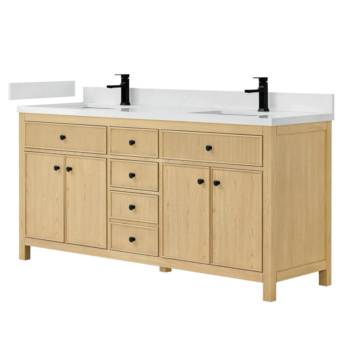 72" Rian Double Bathroom Vanity Scandinavian Oak Matte Black Trim by wyndham View 1