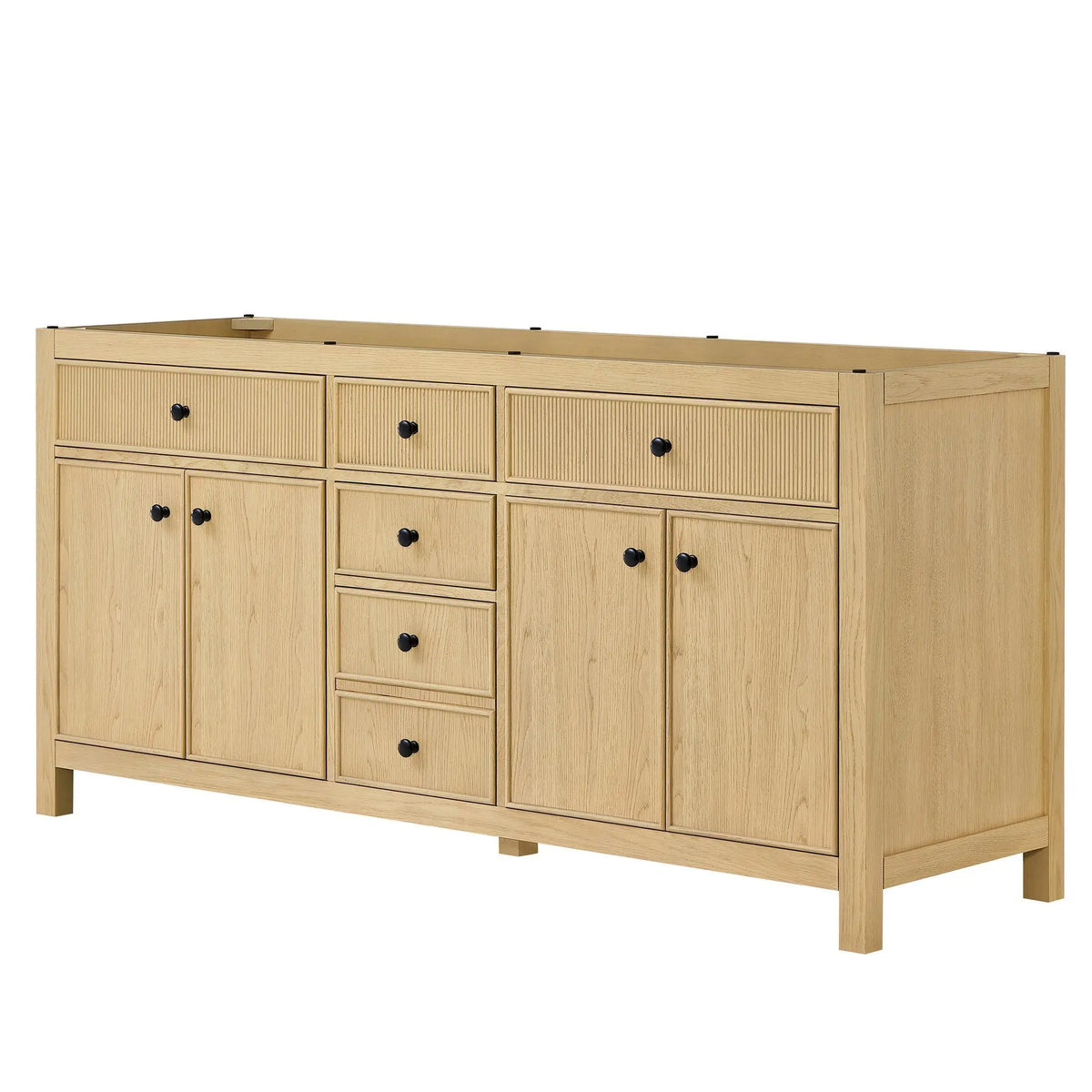 72" Rian Double Bathroom Vanity Scandinavian Oak Matte Black Trim by wyndham View 20