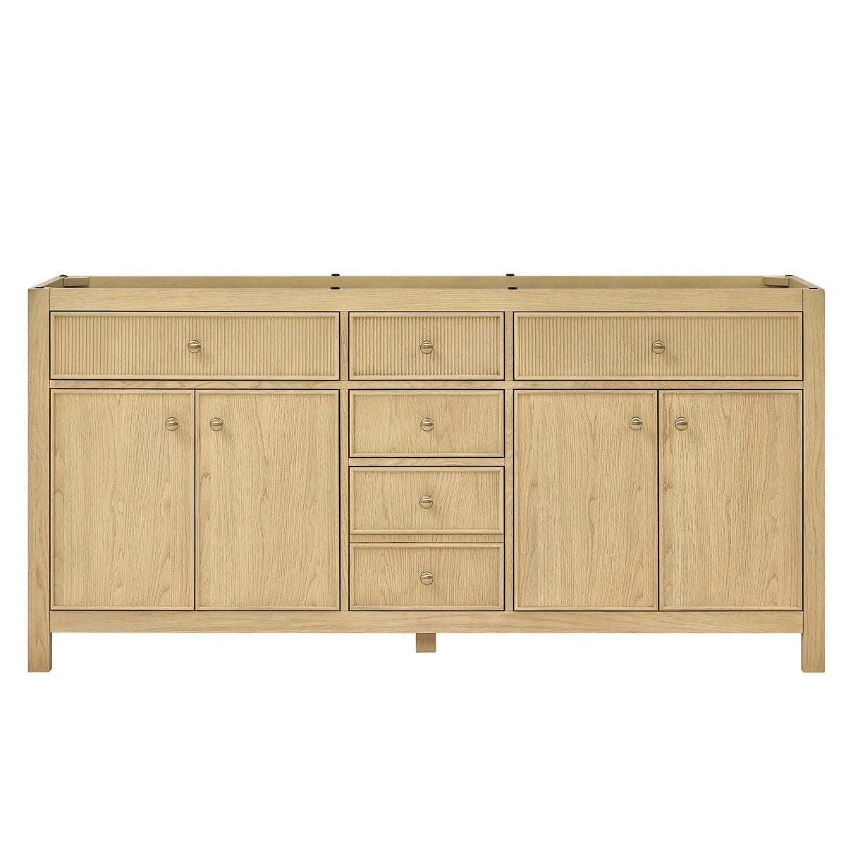 72" Rian Double Bathroom Vanity Scandinavian Oak Satin Bronze Trim by wyndham View 17