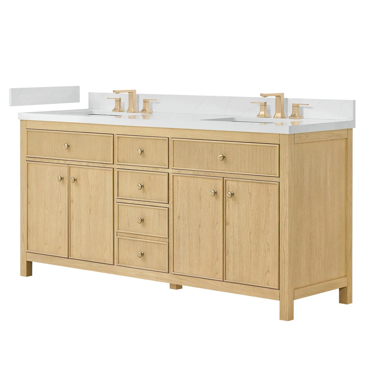 72" Rian Double Bathroom Vanity Scandinavian Oak Satin Bronze Trim by wyndham View 5