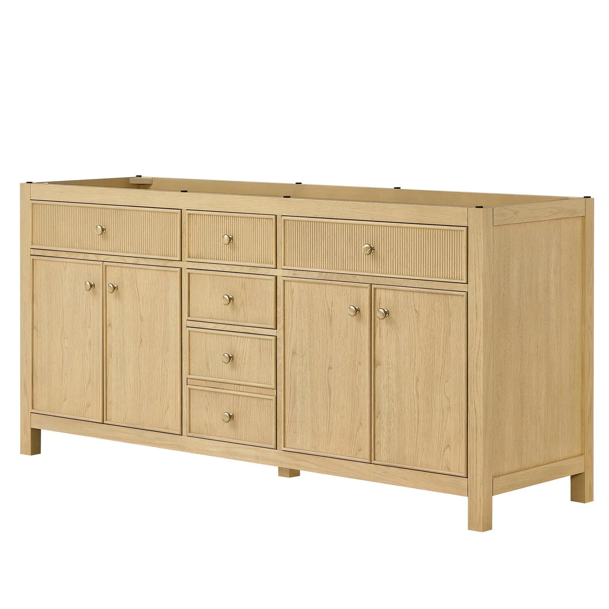 72" Rian Double Bathroom Vanity Scandinavian Oak Satin Bronze Trim by wyndham View 20