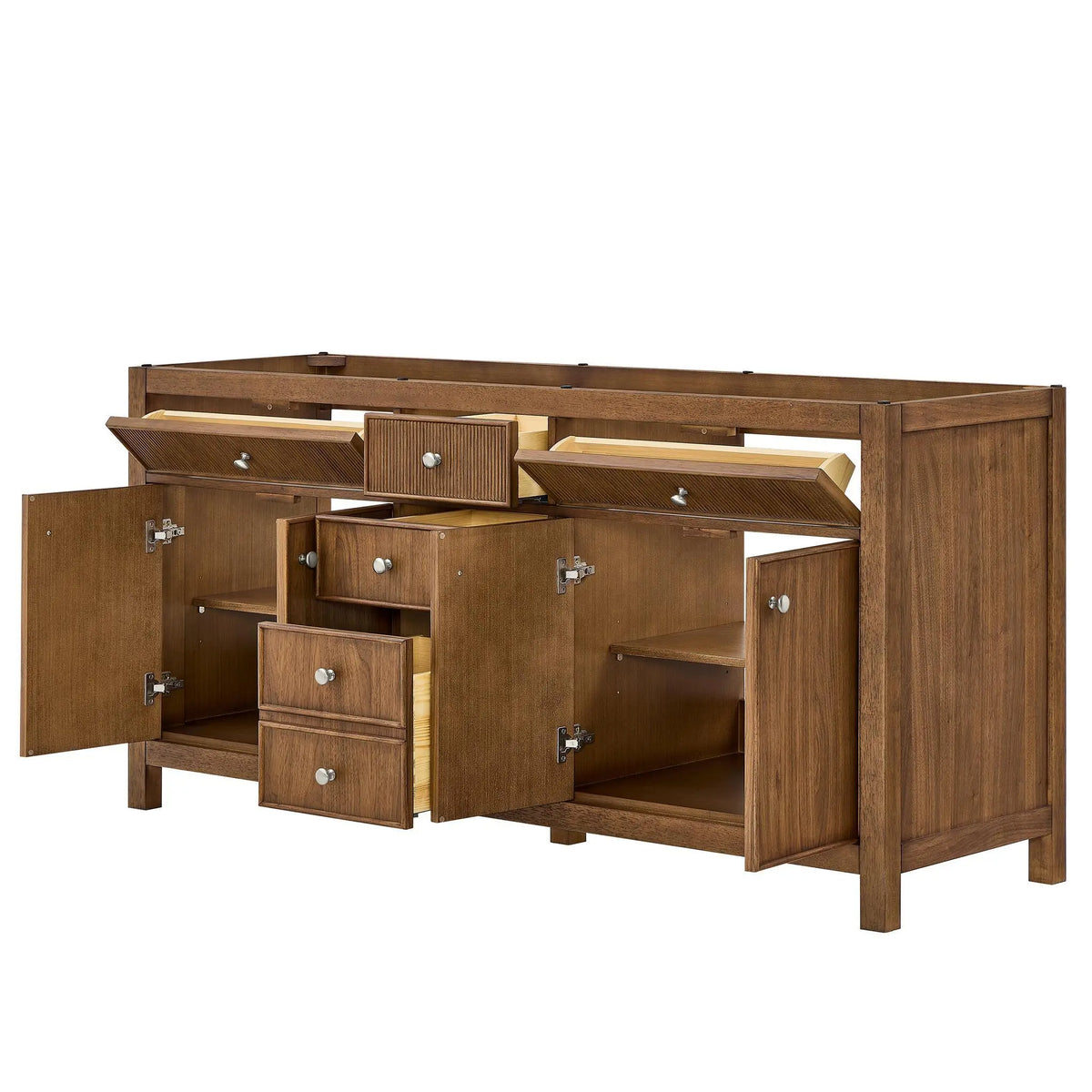 72" Rian Double Bathroom Vanity Toasted Walnut Brushed Nickel Trim by wyndham View 18